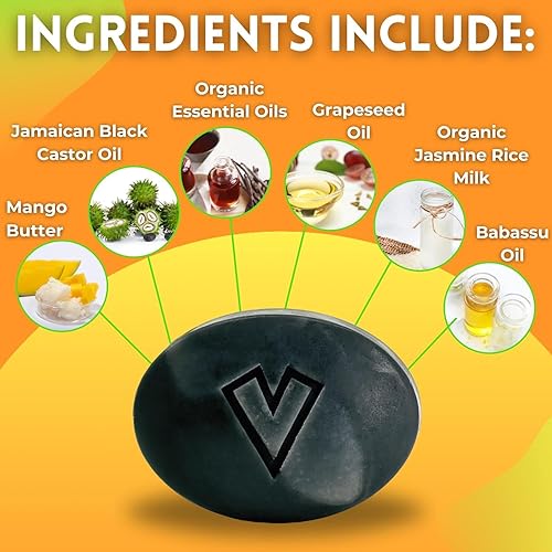 Miniatura 2 de Veeta Barra de champú superior (5 onzas)  Fortalece y promueve el crecimiento del cabello, aceite de ricino negro jamaicano, espuma extrema,