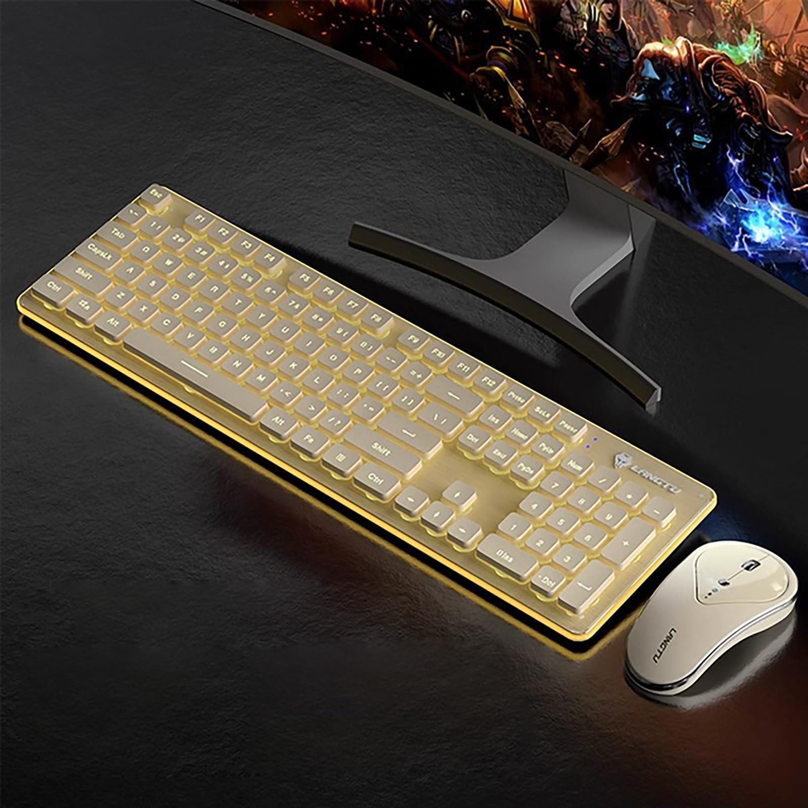 Wireless Keyboard and Mouse Combo, Rechargeable Metal Full Size Mute Keyboard and Ergonomic Mice, 2.4G Ultra-Thin Sleek Design for Windows Computer