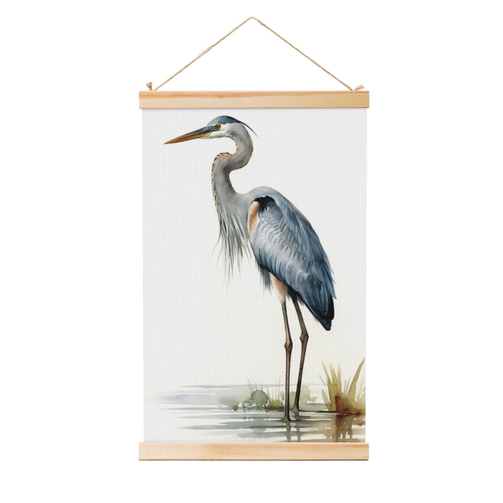Bannière murale héron cadre bois pour décorer un mur sans percer - 8
