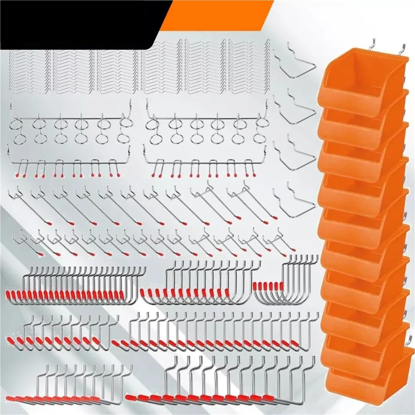 Set Attrezzi da Lavoro Set di ganci per pannelli forati da 238 pezzi, contenitori per, parti, assortimento strumenti, organizer