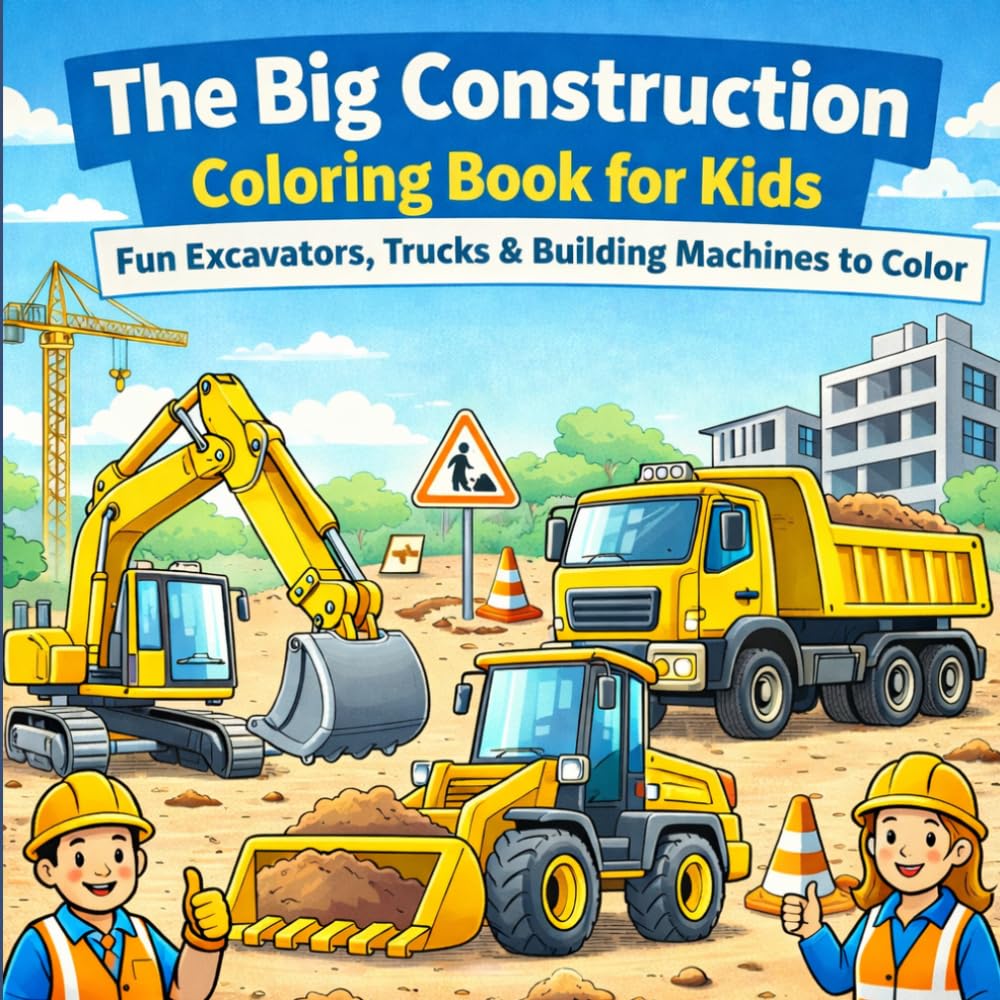 The Big Construction Coloring Book for Kids: Fun Excavators, Trucks & Building Machines to Color