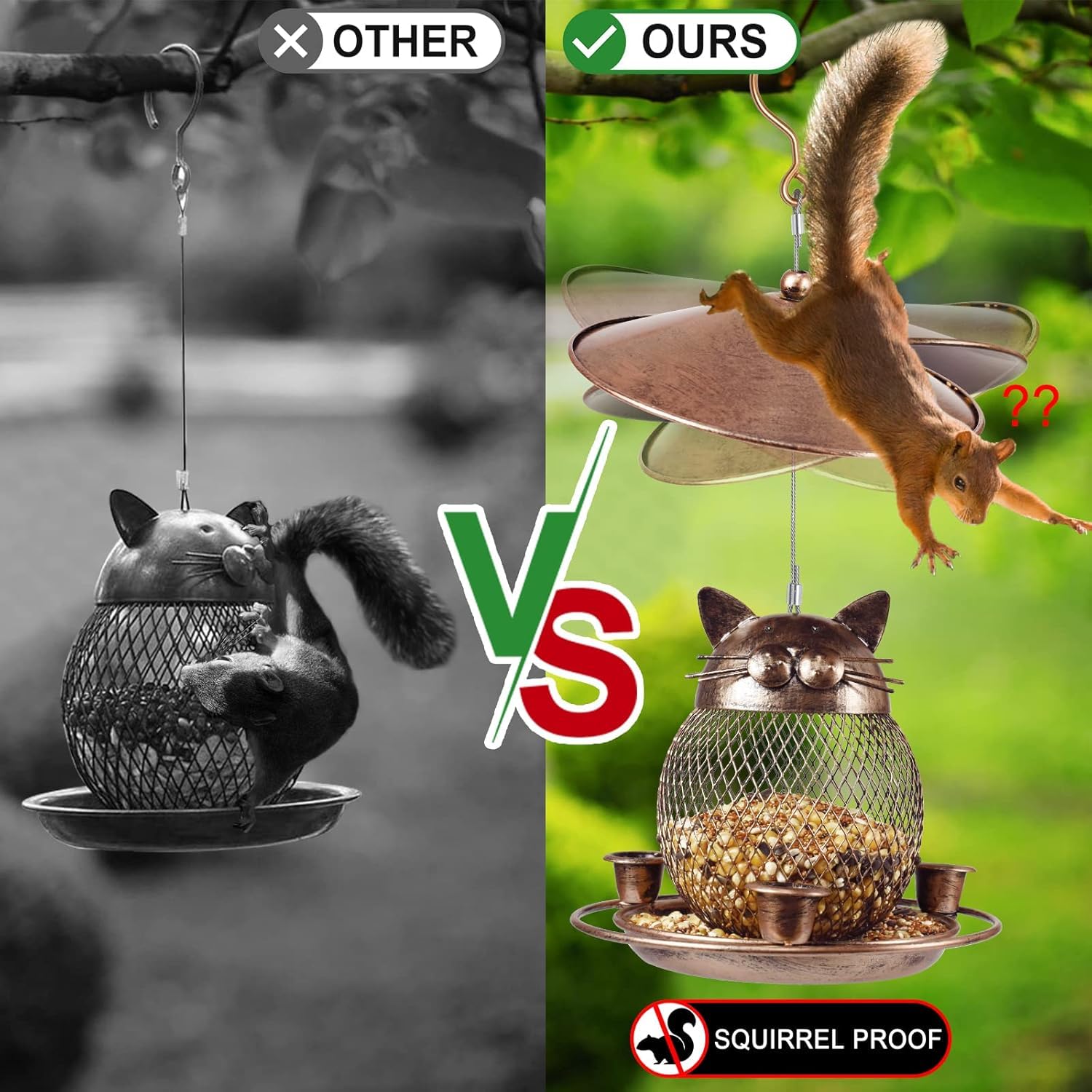 MLEPXBO Bird Feeders for Outdoors Hanging Squirrel Proof Metal Wild Bird Feeder Decoration for Hanging Outside Garden Yard with 3 Water Cups - Image 4