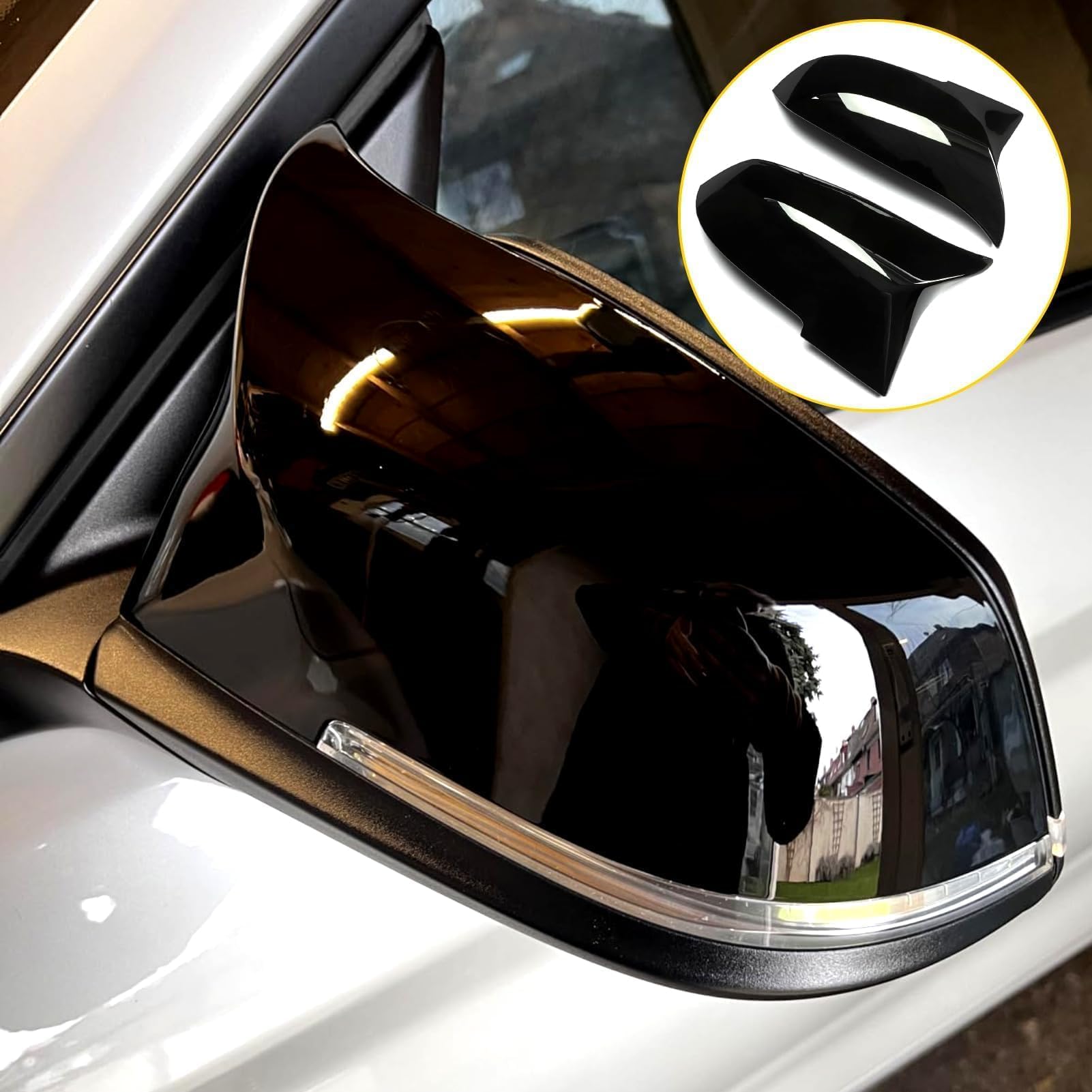 TTCR-II 2 PCS Compatible avec Coque de Rétroviseur BMW Série 1 F20 F21/2'F22 F23 F87/3'F30 F31 F34/4'F32 F33 F36/i3 I01/X1 E84 Coques de Remplacement Rétroviseurs Auto Gauche + Droite-Noir Brillant