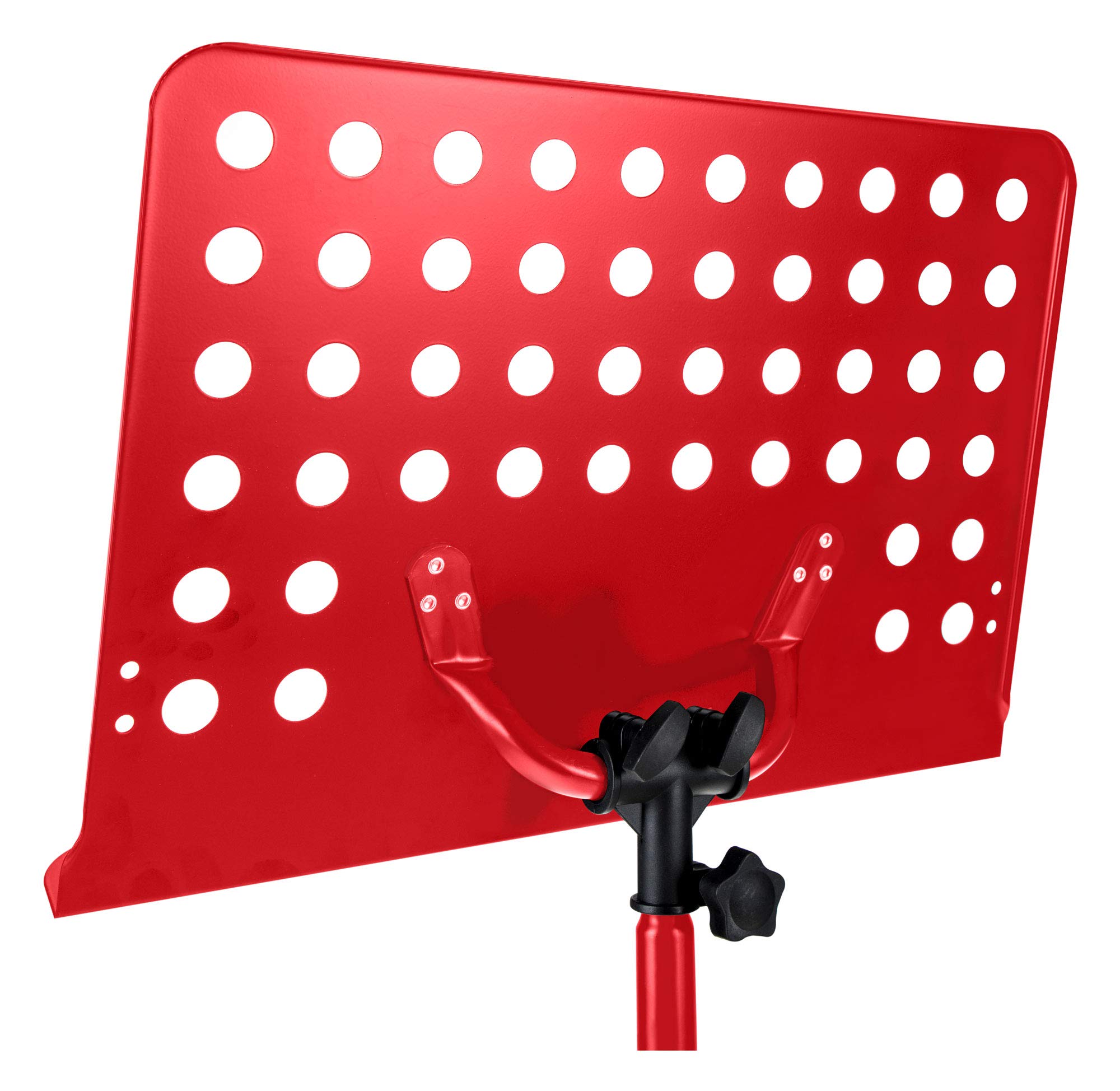 Classic Cantabile Metall Orchesterpult Rot (Lochpult Notenständer, Höhe 58 bis 100 cm einstellbar, Maße der Ablage: 50,0 x 34,8 x 4,5 cm)
