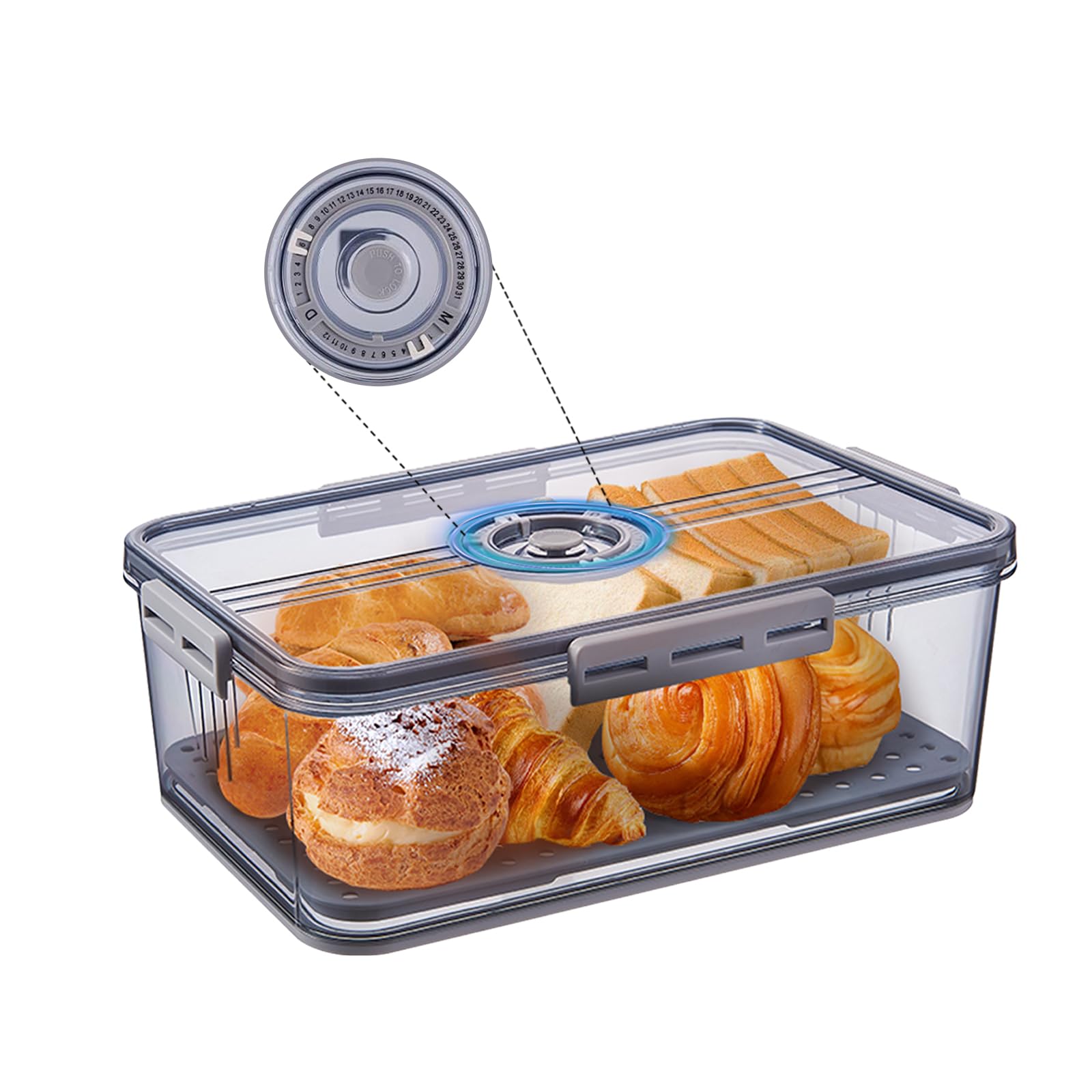 Ribech Brotkasten Brotbox Kche fr Frische,Brot Aufbewahrungsbox Extra  groer Brotkorb mit Deckel knckebrotdose fr langanhaltende Frische  Khlschrank Frischhaltebox Grau : Amazon.de: Kche, Haushalt & Wohnen
