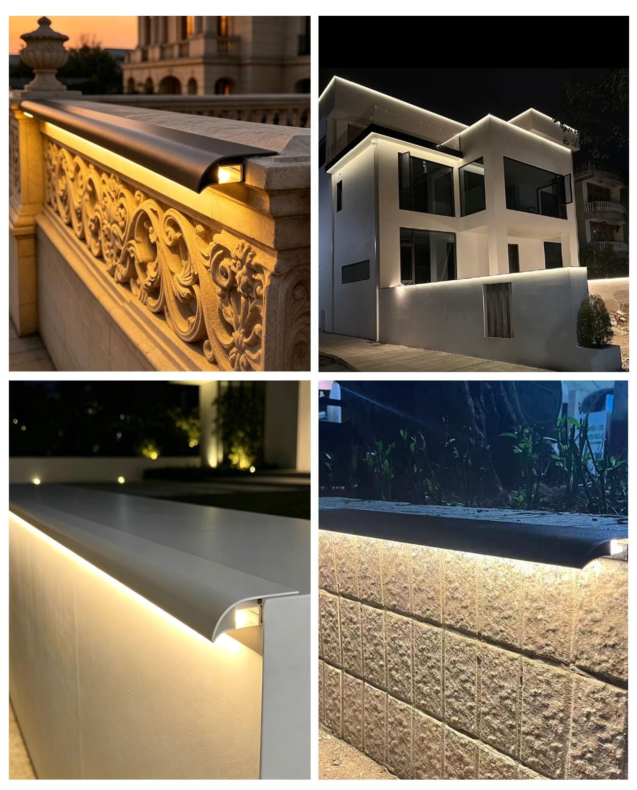Perfil de Transición para Suelo Franja de Drenaje en el Borde del Muro del Patio, Protector Metálico Vierteaguas para Aleros o Tejados, Línea de Goteo Exterior(Black)