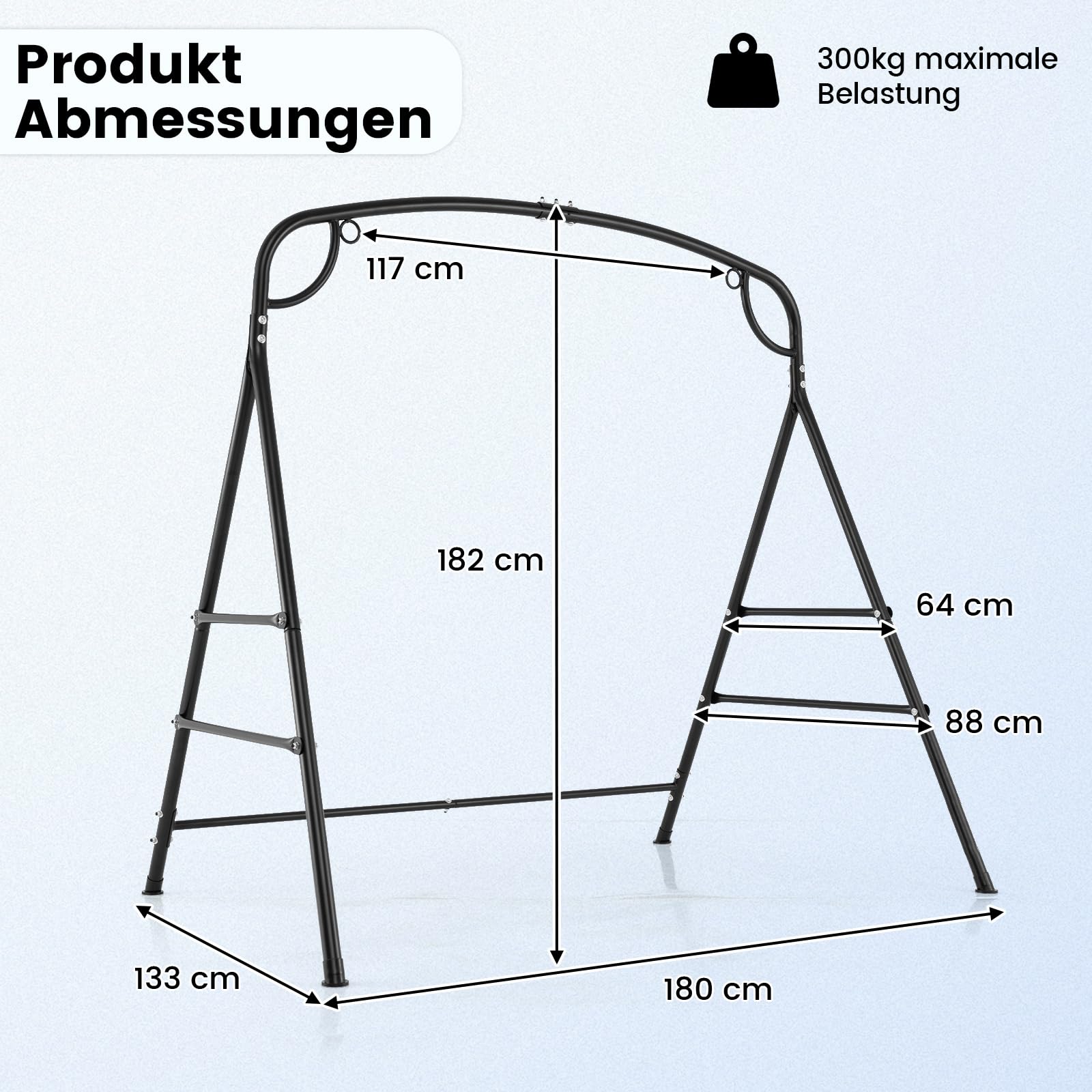 COSTWAY Schaukelgestell mit 2 Aufhängemöglichkeiten, Gestell für Nestschaukel, Hängesessel, Hängebank, Schaukelgerüst aus Metall bis 300 kg belastbar, für den Innen- oder Außenbereich