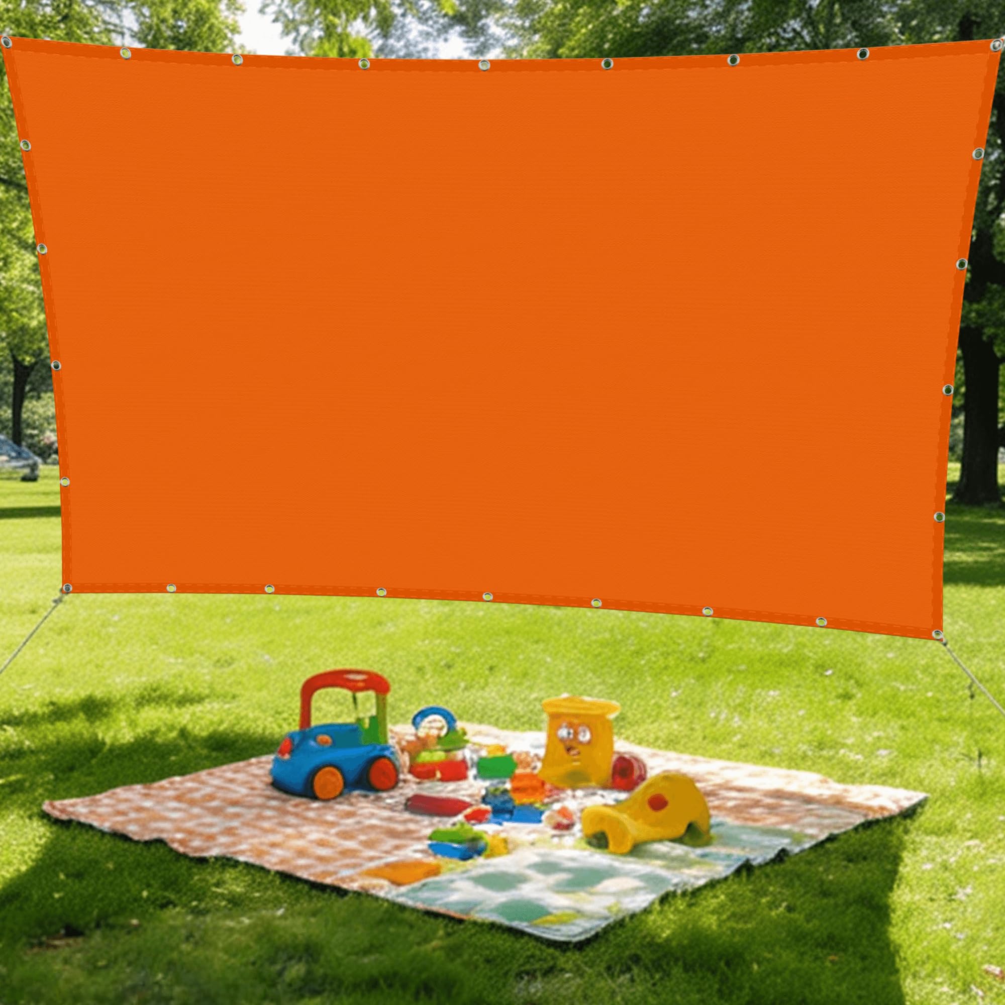 Toile d'ombrage pour jardin et terrasse grand format orange extérieur