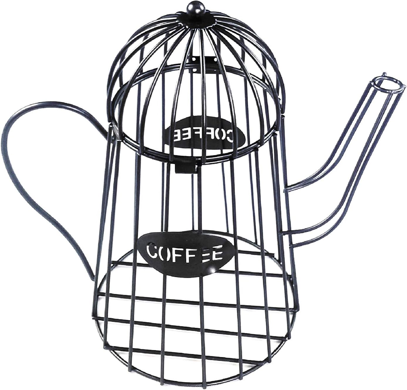 Owill Coffee Pod Holder & Organizer Mug, Metal Cup Keeper Espresso Pod Holder Coffee Creamer Holder Coffee K Cups Holder, Large Capacity Coffee Mug Storage Basket (F - Black)