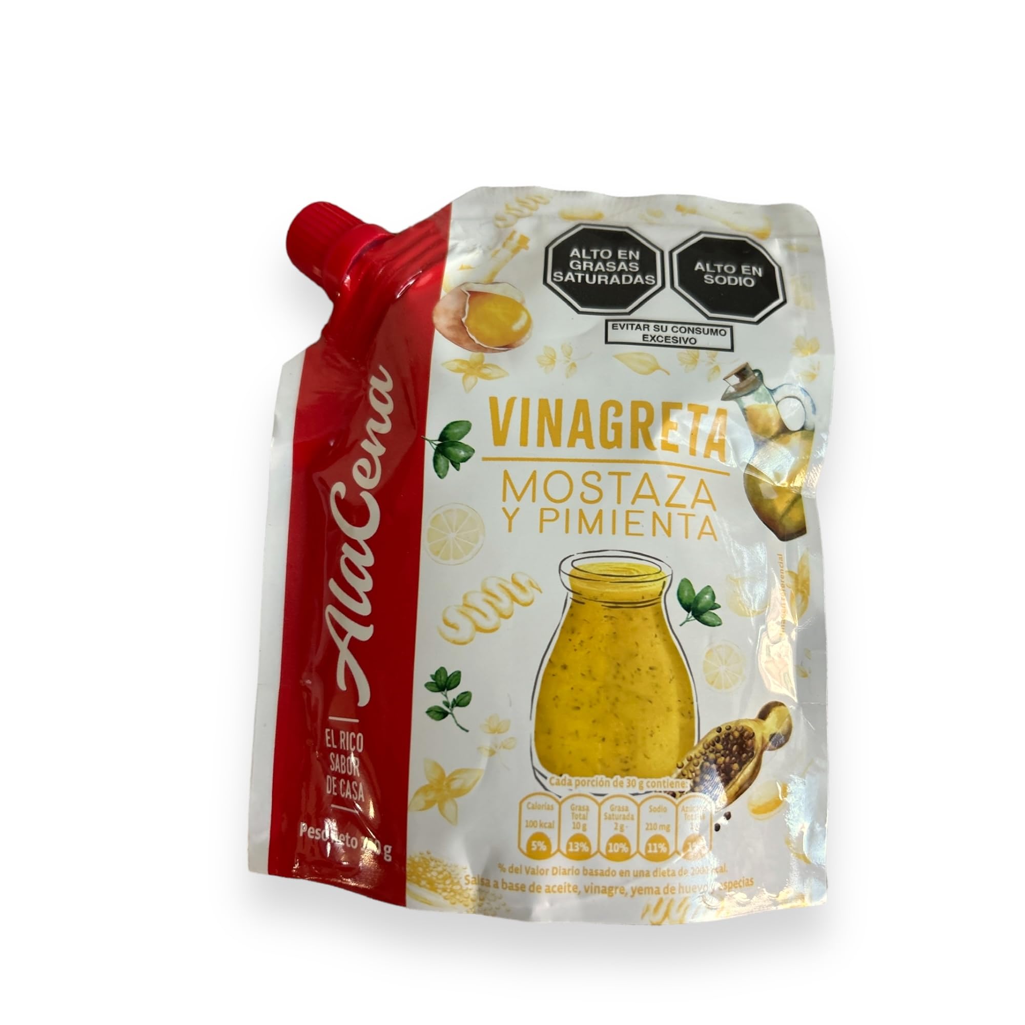 AlaCena Vinagreta Mostaza y Pimienta 190gr / 6.7 Ounces - Vinaigrette Mustard & pepper dressing