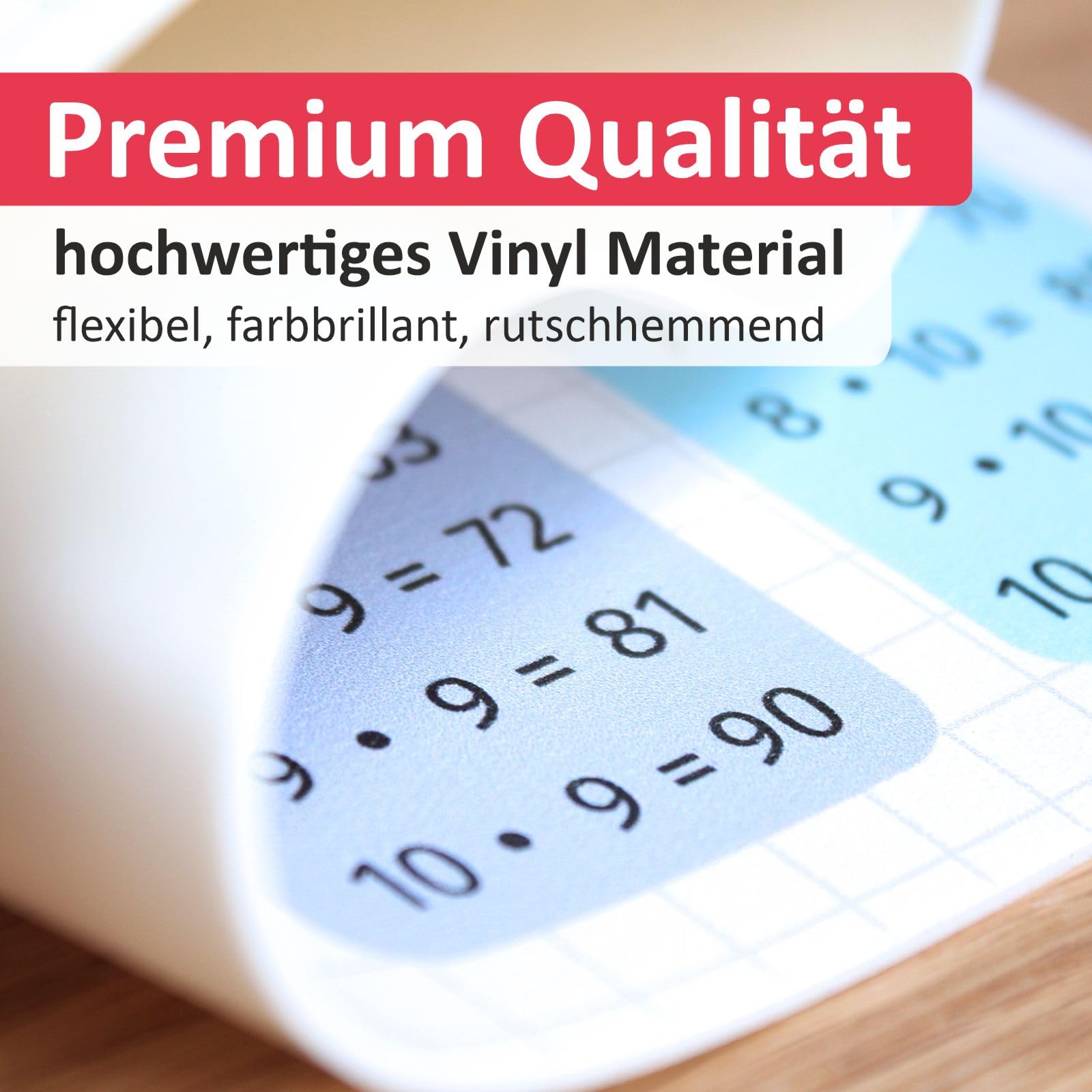 stabiles Vinyl Tischset mit Lerneffekt für Kinder Platzdeckchen Platzset abwaschbar reißfest farbecht (kleines 1x1)