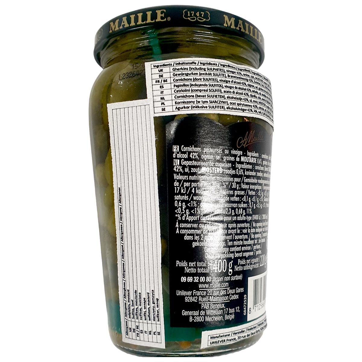 Maille Mini Gurken Cornichons Extra fein 5 x 400 Gramm