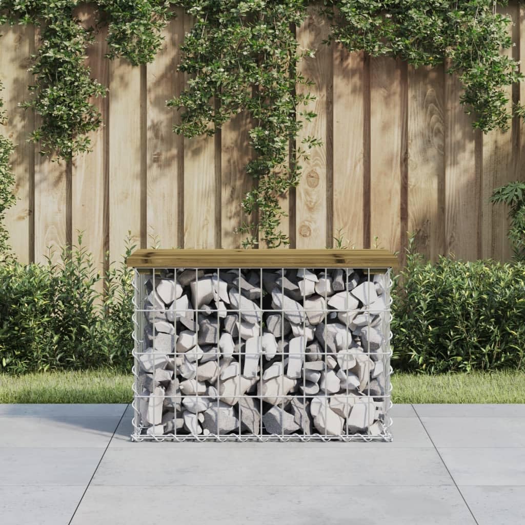 vidaXL Banc de Jardin Design Gabion 63x31,5x42 cm Bois de pin imprégné, siège de Jardin, Banc de Parc, Banc de Pique-Nique de Jardin, Banc extérieur