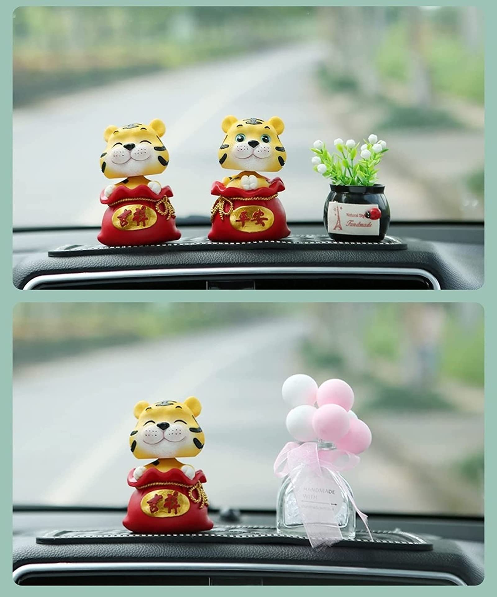 KEAIDO 2022 Decorazione di Capodanno Cinese Tigre Zodiaco Carino Figurine Ornamento Festa di Primavera Lunare Mascotte Fortunato Ricchezza Fu Tradizionale Holida Home Car Decor (2 Pz/1 Set)