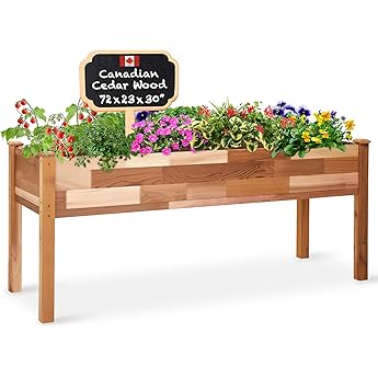 Gardener's Supply Company Elevated Cedar Raised Garden Bed | 2' x 8' Heavy Duty Standing Planter Box with Aluminum Corners for Outdoor Plants Vegetables Flowers | Perfect for Patio & Backyard