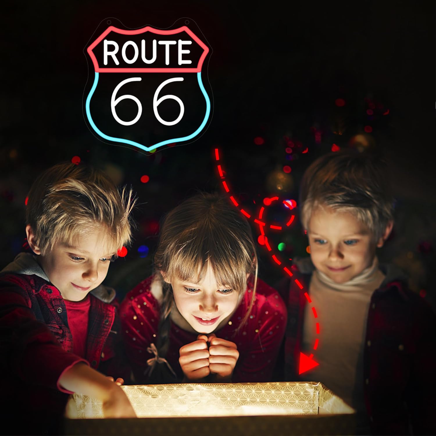 CoolGift Mart Route 66 Neon Sign, LED Light Room Decor USB Powered, for Bedroom Living Room Gaming Room Man Cave Home Party Birthday Gift for Family Friends Kids