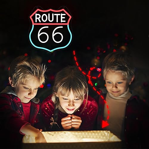 Miniatura 5 de Route 66 - Letrero de neón con luz LED, para decoración de habitación con alimentación USB, para dormitorio, sala de estar, sala de juegos, cueva de