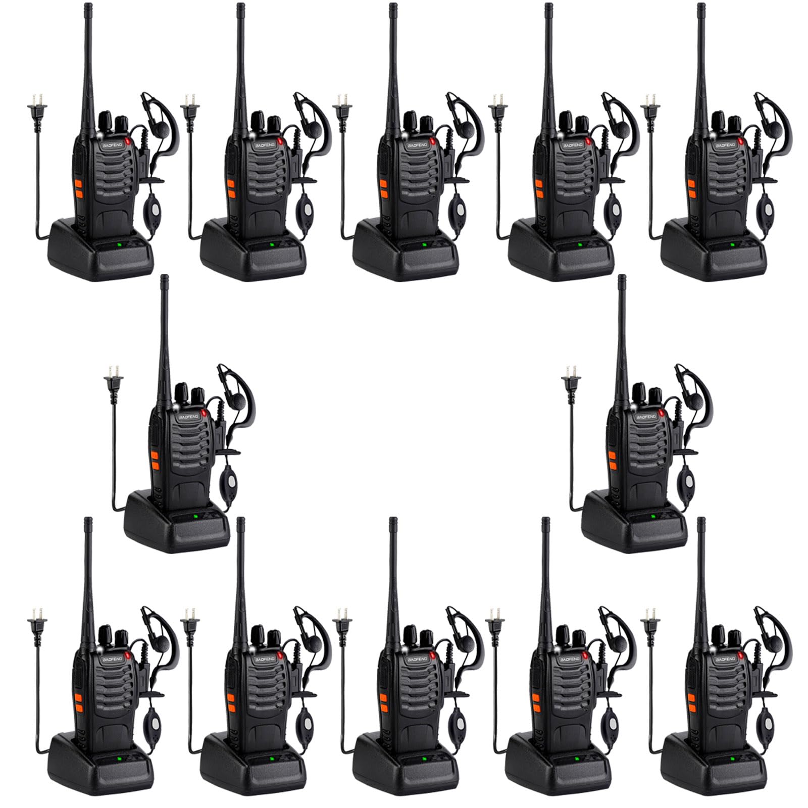 Baofeng Walkie Talkies 888S Rechargeable Long Range with Earpieces for Adults, 16 Channel Professional Radio Handheld Two Way Radios Li-ion Battery