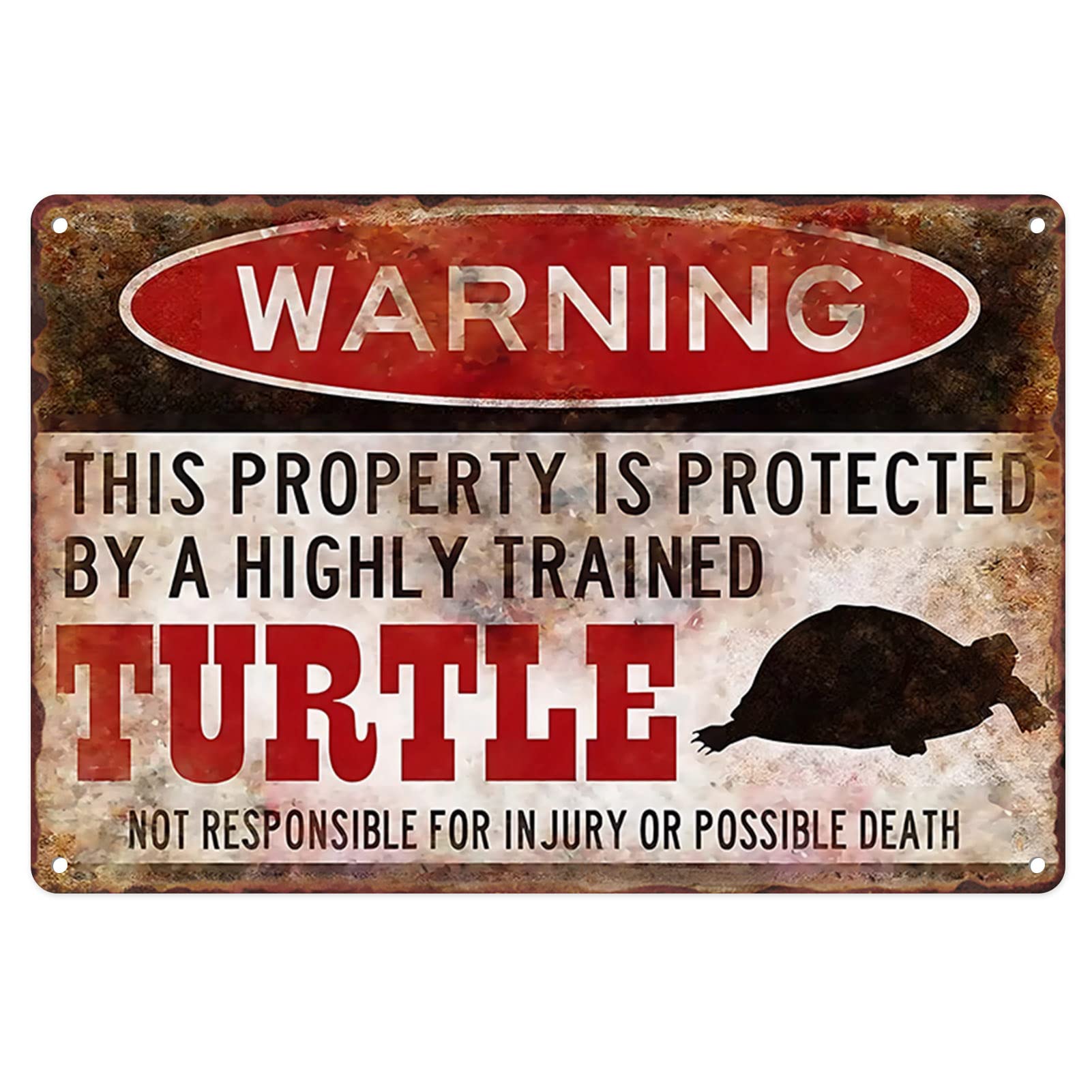 Metal Tin Sign Vintage: Pet Turtle Funny Accessories — Turtle Warning for Home, Living Room, Garden, Bedroom, Office, Hotel, Cafe, and Pub Wall Decor (12 X 8 Inches)