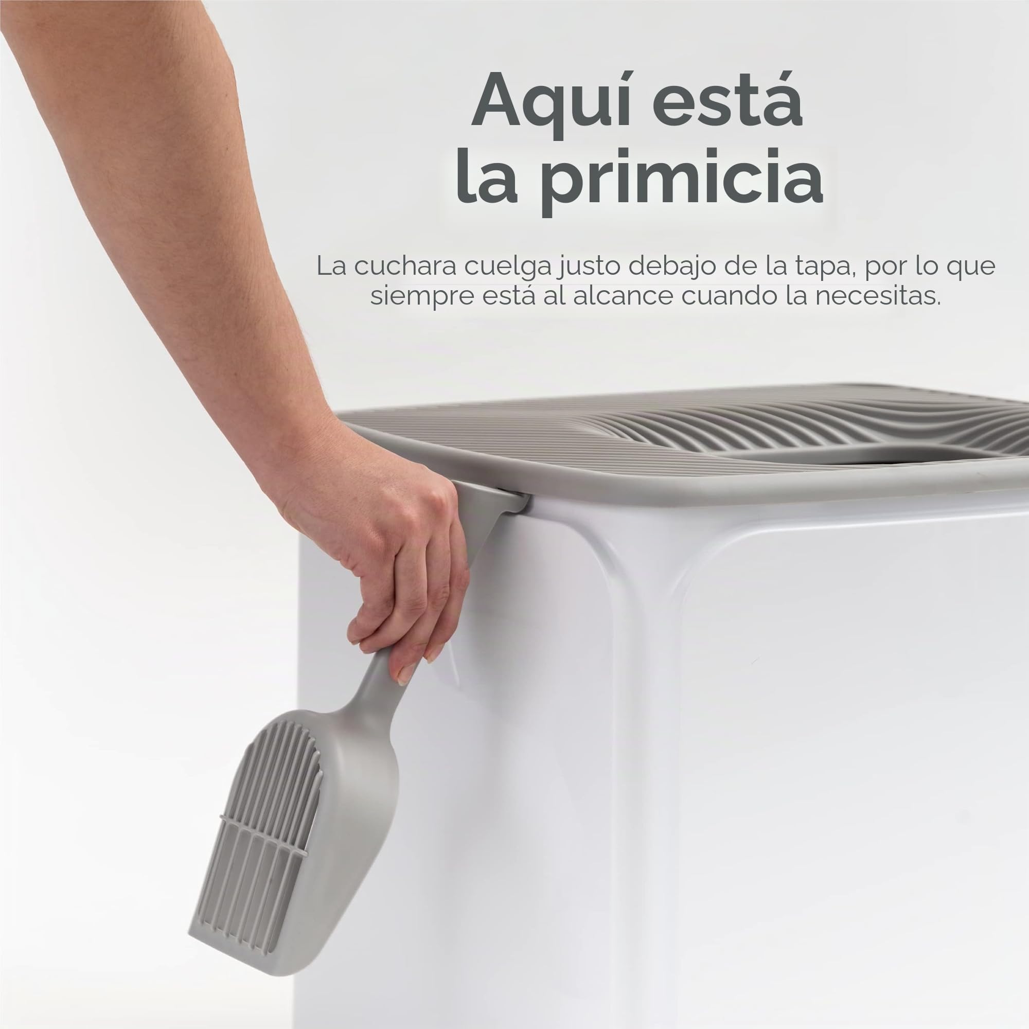 Iris Ohyama Arenero Cerrado para Gatos con Pala, Caja Higiénica con Tapa Extraíble, Antisalpicaduras, Fácil de Limpiar, Sin BPA, Apto para Gatos, Gatitos, Conejos, Blanco - PRCL-SQ