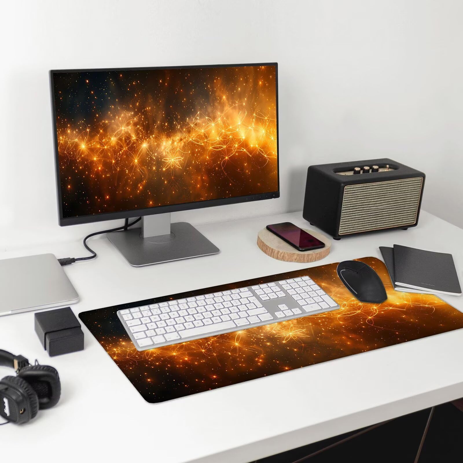 Alfombrilla Ratón Gaming, 1500x600x4 mm Alfombrilla Ratón XXL Color Naranja, Impermeable Alfombrilla Escritorio con Tela de Micro Tejido Superior, Base Antideslizante, Mousepad para Juego (Sueño) K-1
