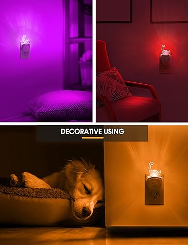 Miniatura 7 de LOHAS - Luz nocturna de dinosaurio enchufable, paquete de 2 luces nocturnas para niños, luz nocturna de guardería con sensor del atardecer al