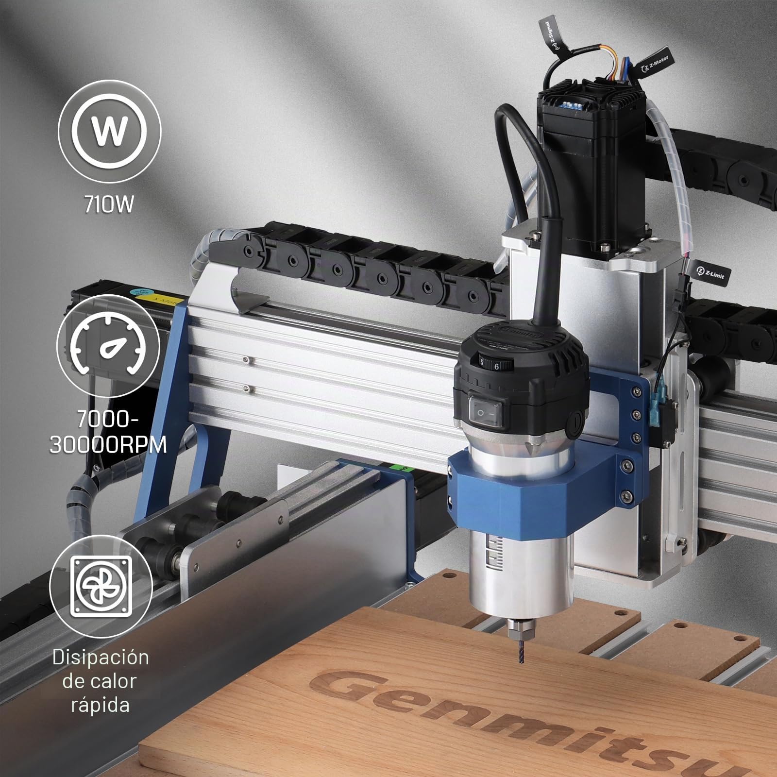 SainSmart Enrutador Compacto 710 W de 65 mm de diámetro, 6 velocidades variables, desmoladora portátil, equipada con pinza ER11 y 4 escobillas de carbón