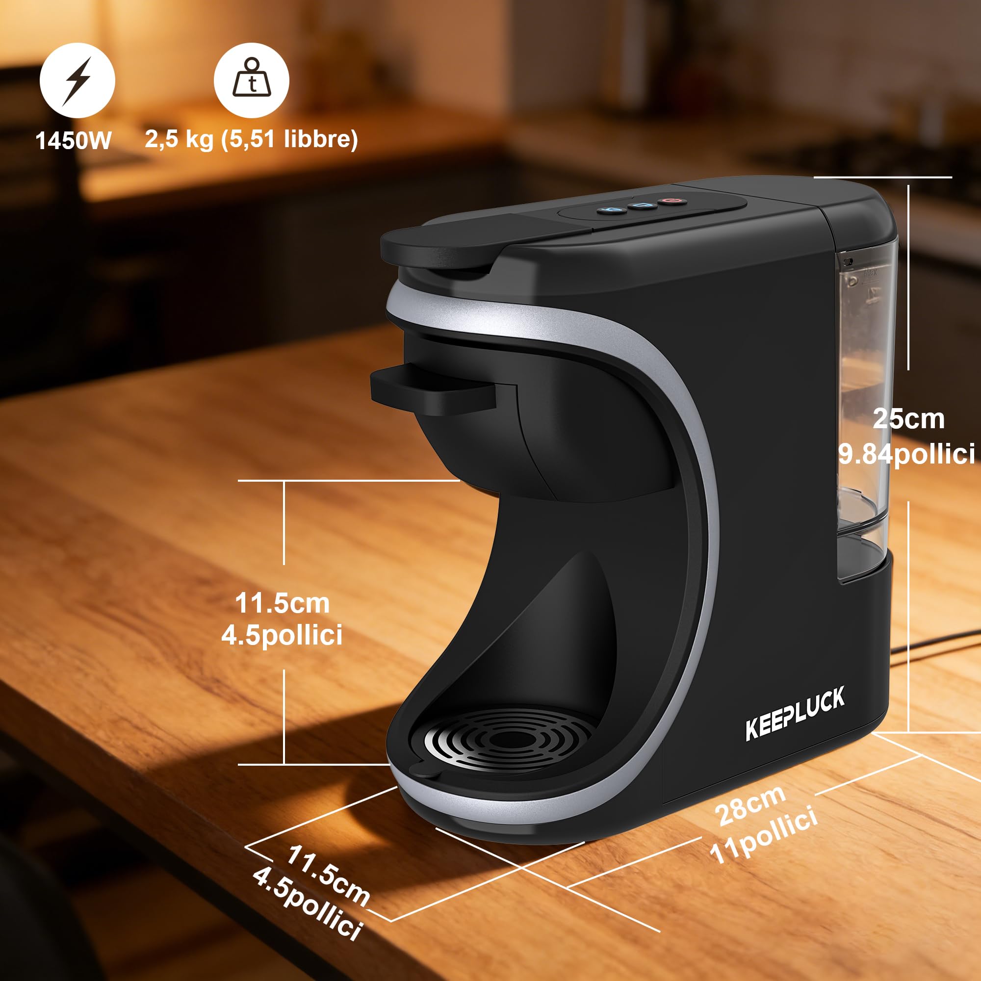 Cafetera de cápsulas 3 en 1 para Nespresso Original/para Dolce Gusto/polvo, compacta y ahorra espacio, 600 ml (ST-551)
