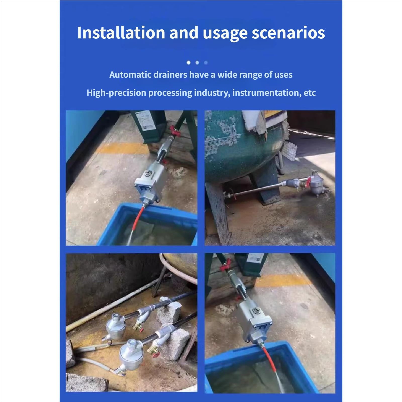 Válvulas De Drenaje Automático De 1,6 MPa Con Cero Pérdidas De Aire, Drenaje De Condensado Totalmente Automático (1/2") Con Prefiltro, Para Tanque De Aire Del Compresor, Drenaje Rápido(Gray)