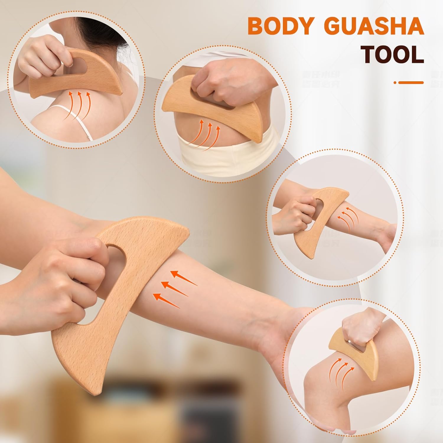 3-in-1 Wood Therapy Massage Tools Lymphatic Drainage Massager Maderoterapia Kit Wooden Gua Sha Massager Body Sculpting Tools for Muscle Pain Relief, Anti-Cellulite, Body Contouring and Shaping - Image 4