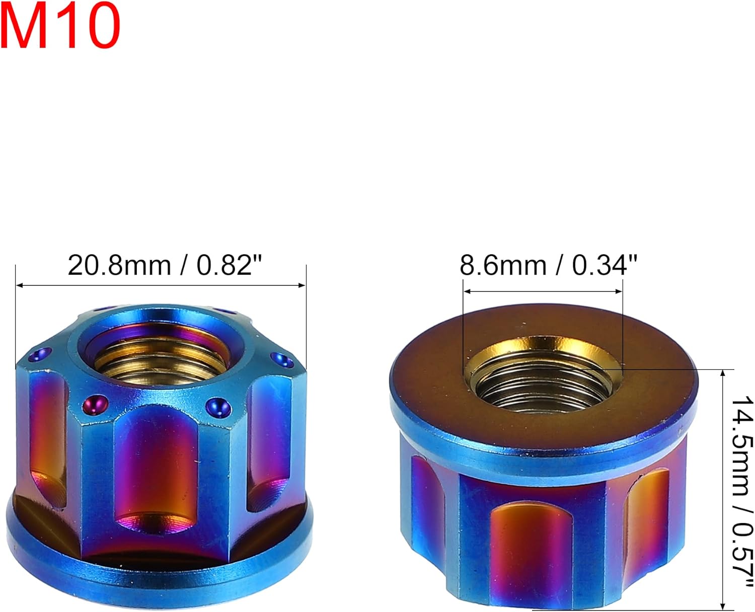 X AUTOHAUX 6pcs Titanium Alloy M10 Pitch 1.25mm Flange Bolt Nut for Bicycle Motorcycle Rear Wheel Axle Sprocket Car Modification Accessories Blue