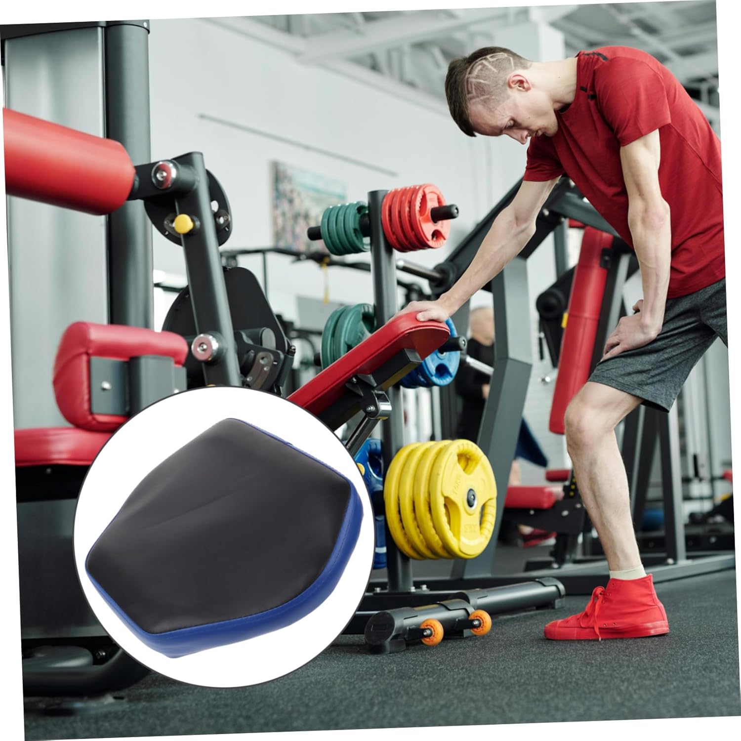 Rowing Machine Seat Cushion Pad Non-Slip Comfortable Support for Standard Gym Machines Easy to Install Improves Posture Compatible with Various Models Pu Leather Blue