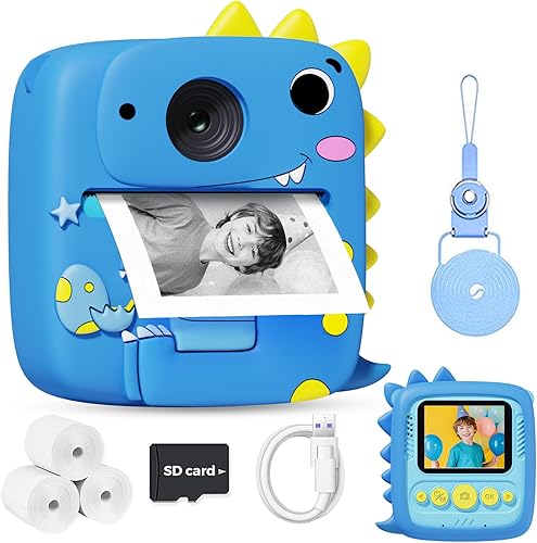 Pussan Cámara de impresión instantánea para niños, cámara de pantalla de 2.4 pulgadas, impresión instantánea para niños de 3 a 12 años, juguetes de