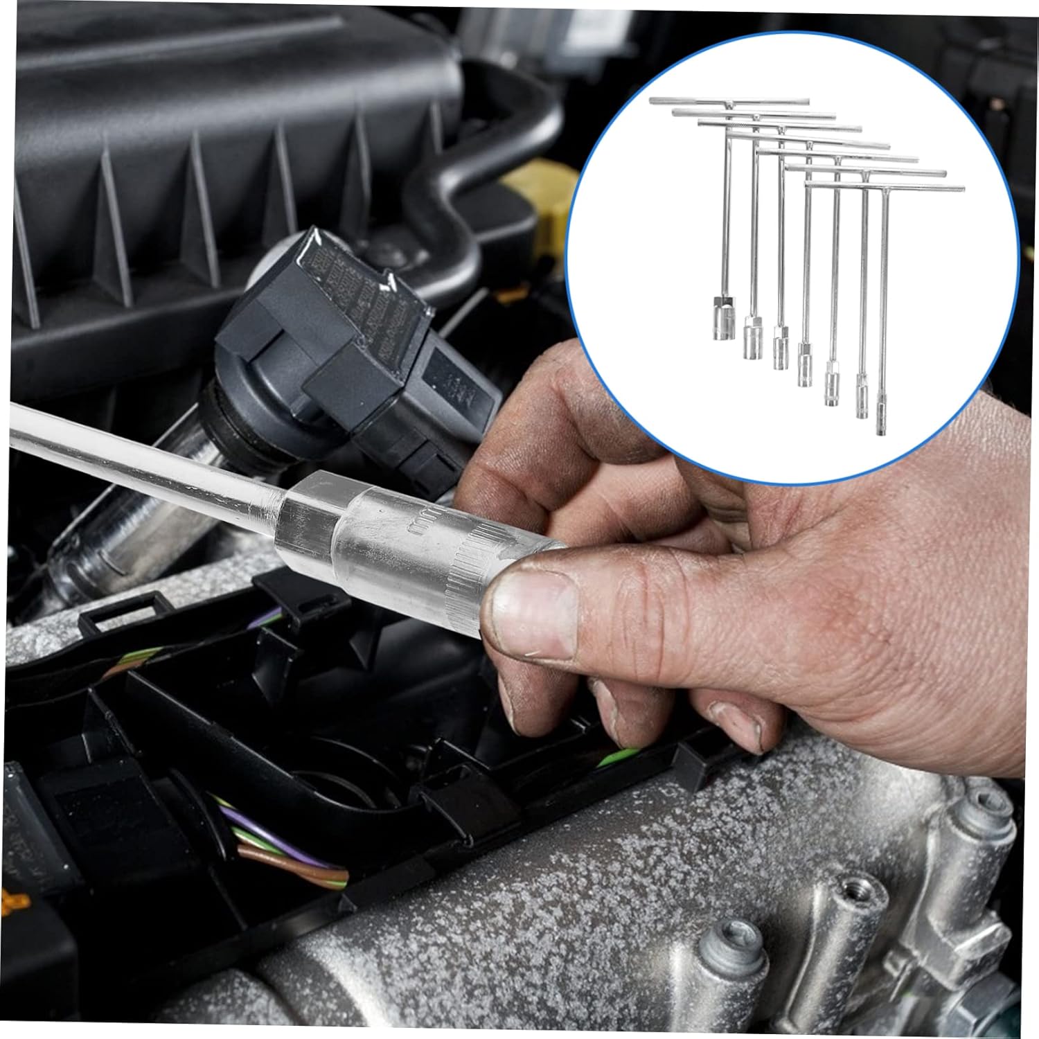 POPETPOP 7Pcs Handle Socket Wrench Set Chrome Vanadium Tools Ergonomic Design for Efficient Use Portable Wrench Extender for Various Repairs