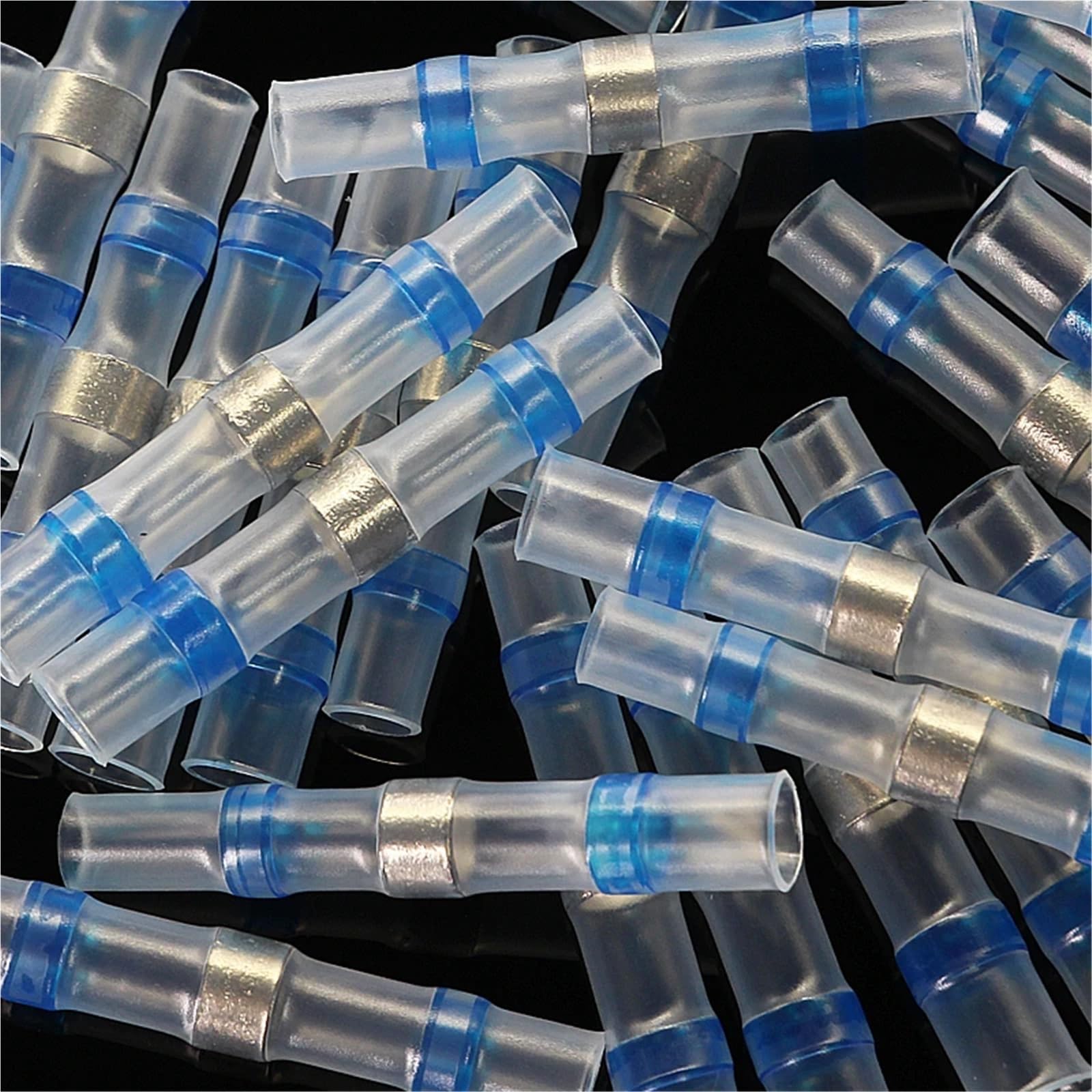 Złącze przewodu termokurczącego, Złącza termokurczliwe doczołowe z uszczelnieniem lutowniczym, wielokolorowe, różne rozmiary(Blu,10PCS)