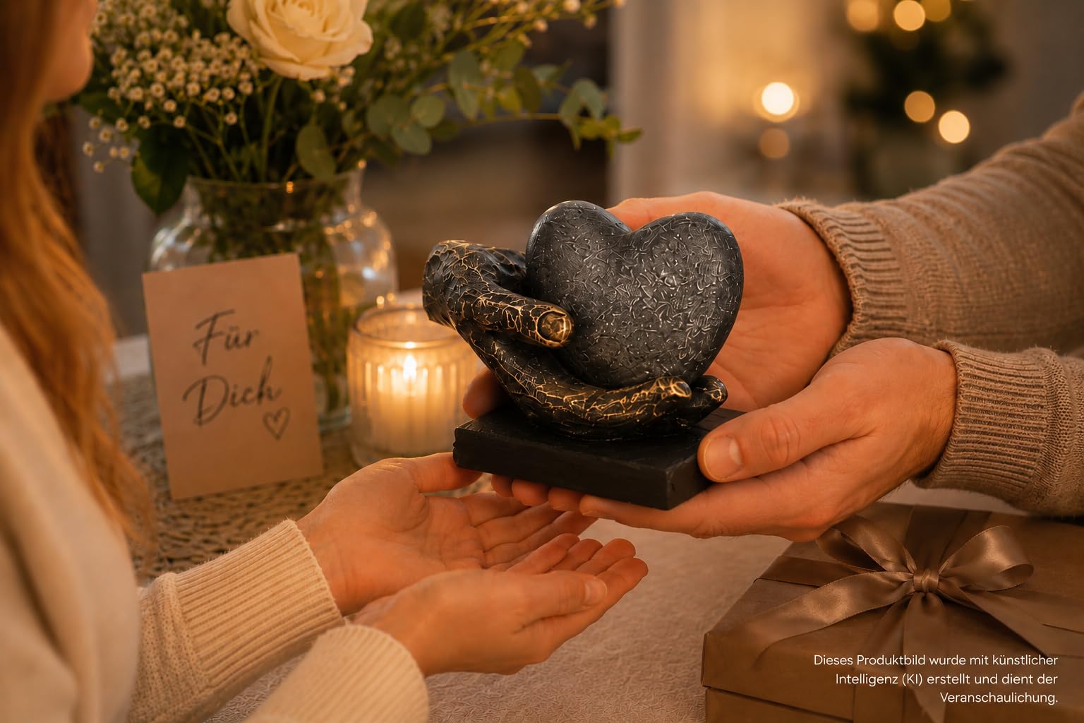 Personalizado corazón figura mano escultura grabado hasta 15