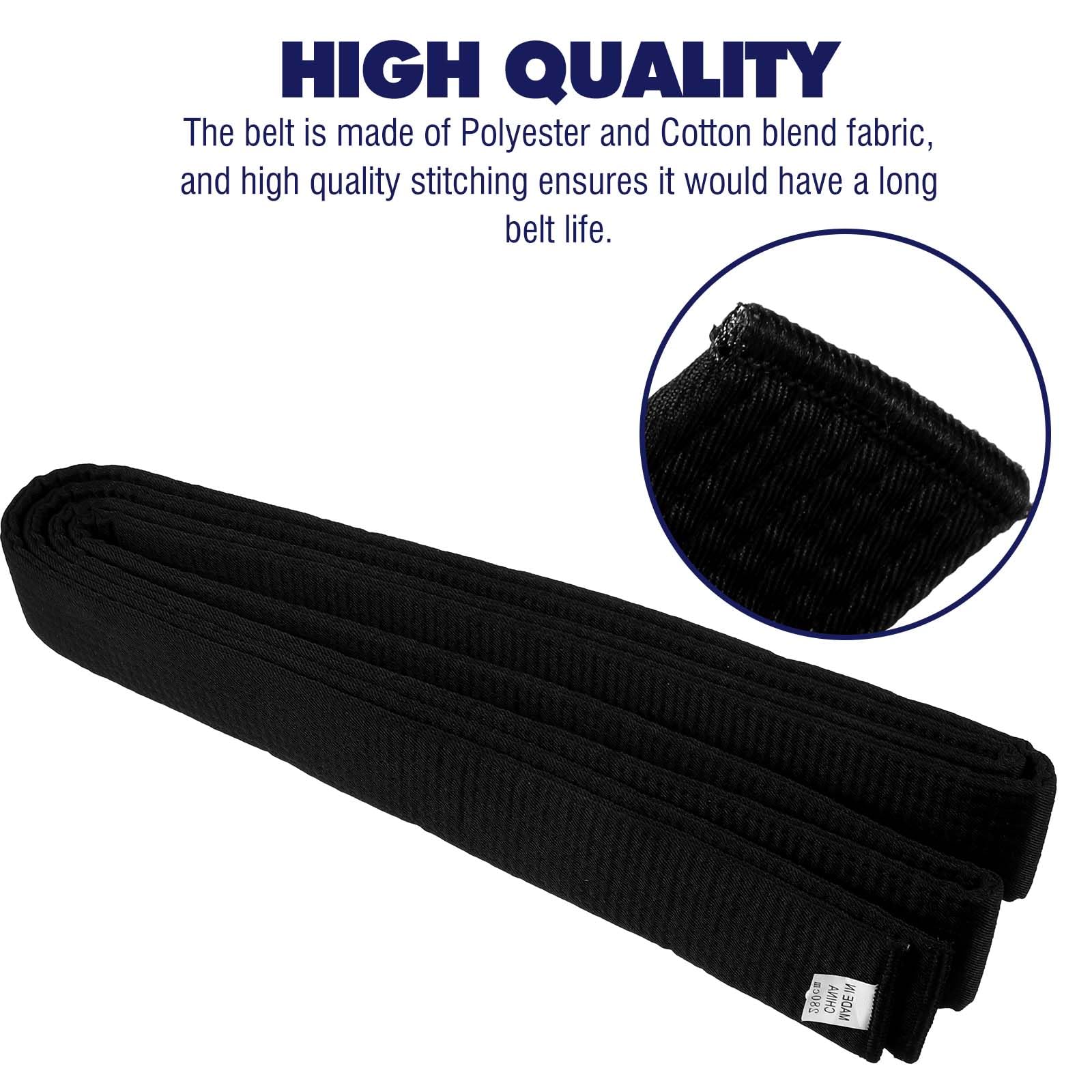 CIATBYYJ Ceintures noires à double enroulement de 280 cm en mélange de coton et de polyester durable pour arts martiaux pour karaté, judo, taekwondo, karaté pour enfants et adultes, ajustement