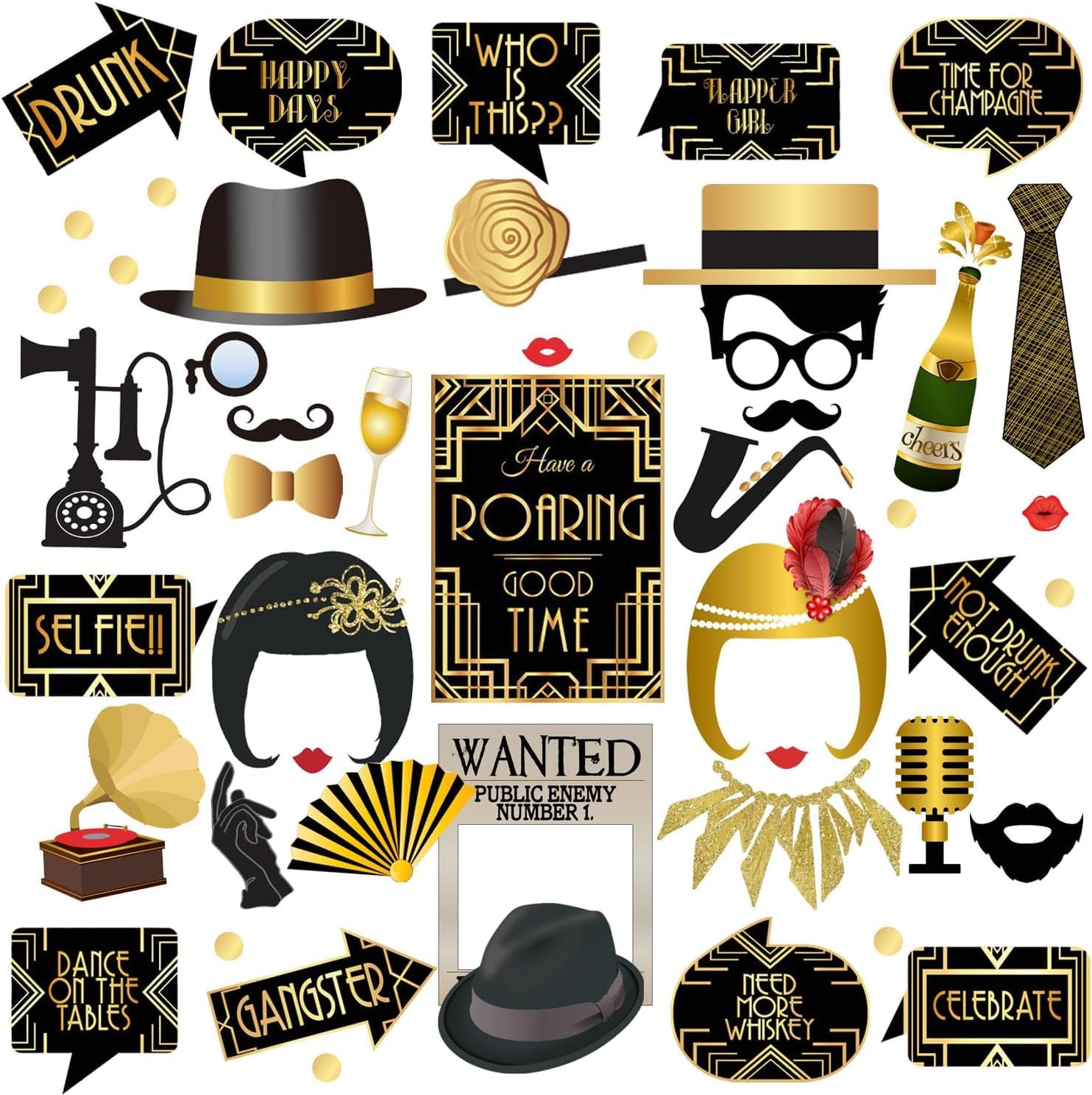 Ruggente 1920 a tema Photo Booth Puntelli, festa di compleanno di 20 Bridal Shower Decoration Supplies, 42 pezzi