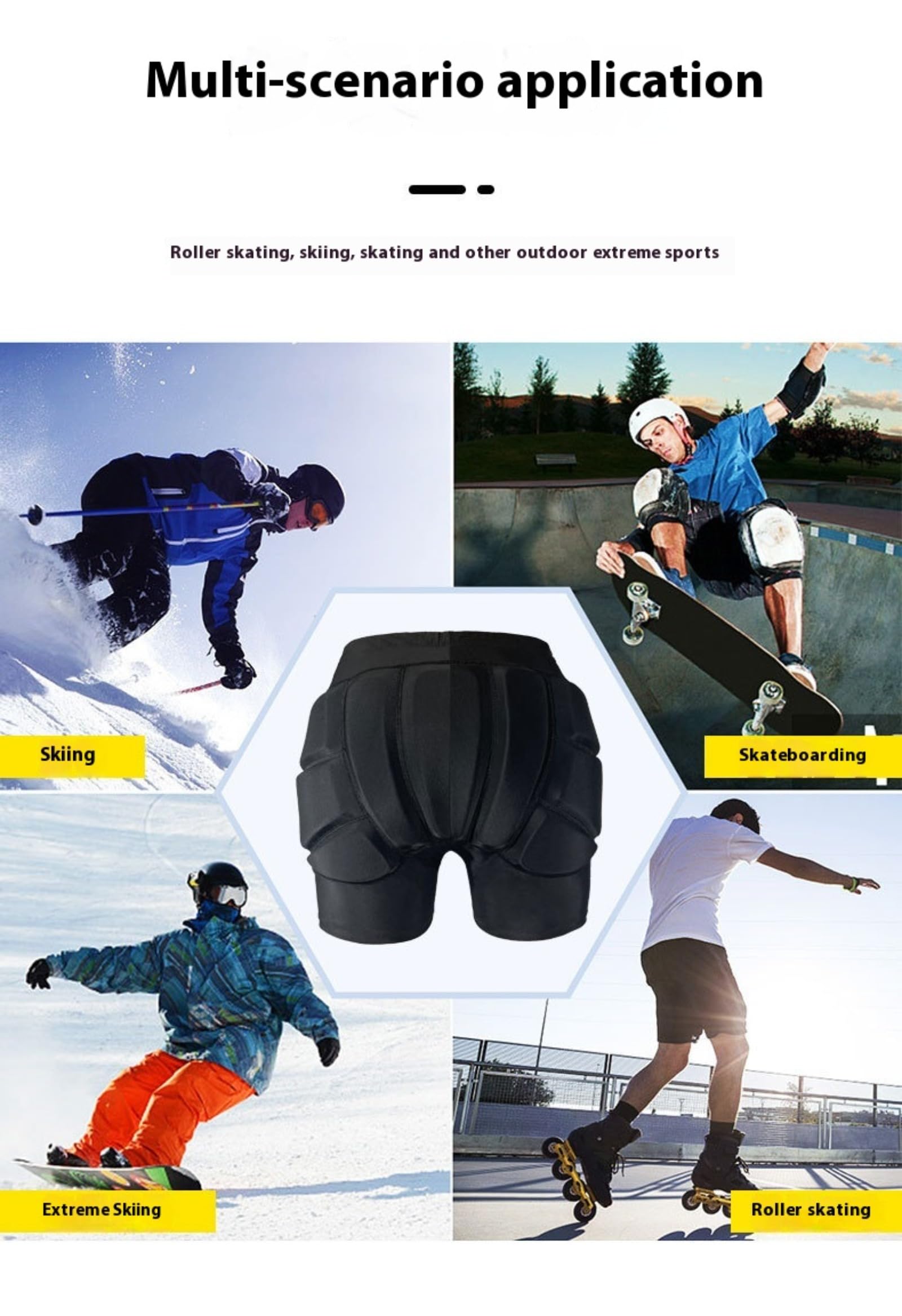 Pantalones Protectores, Almohadillas para niños para Patines de Ruedas, protección 3D, Pantalones Cortos Acolchados para Patinaje y esquí, protección de Cadera EVA, Almohadillas Protectoras