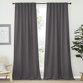 NICETOWN Bedroom Curtains Blackout Curtain Panels - (Gray Color) 52x95 Inch, 2 PCs, Insulating Energy Saving Solid Rod Pocket Blackout Drapes - Buy now