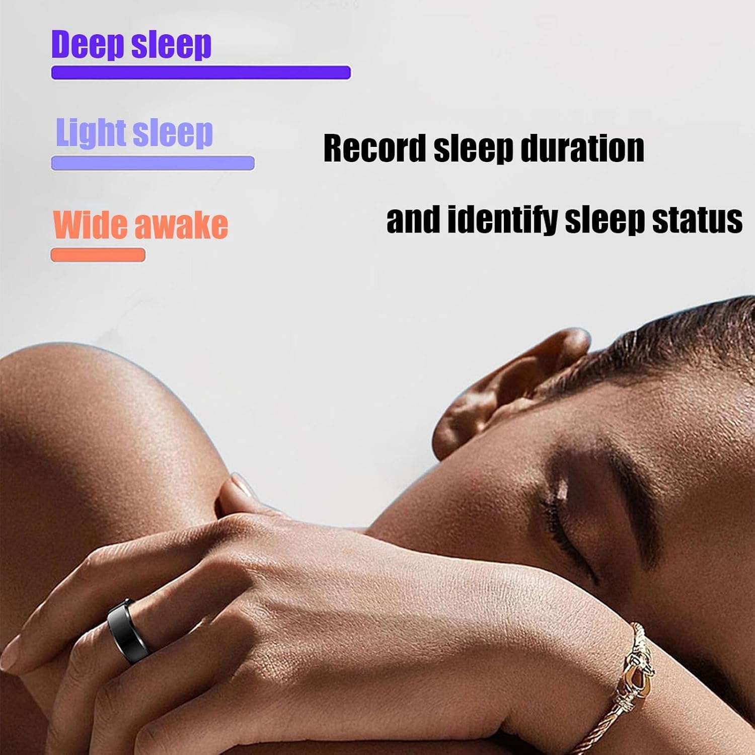 Rastreador de Actividad física con aplicación, Anillo de Seguimiento de ritmo cardíaco Durante el sueño y Fitness portátil con Compartimento de Carga, Anillo Inteligente para Hombres y Mujer