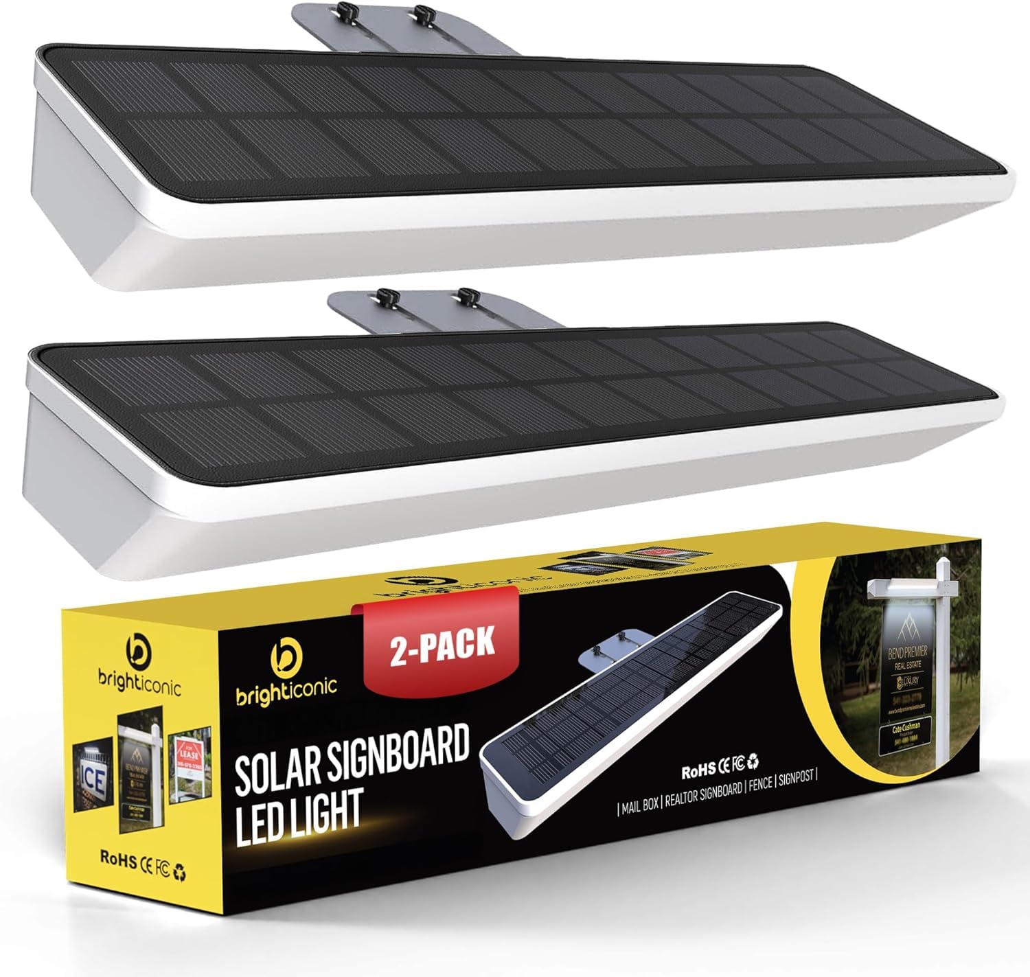 2pck Solar Address Sign Light – IP65 Waterproof LED Lighted House Numbers – Easy Install, Auto Dusk-Dawn ON/Off, Outdoor Solar Address Signs for Yard, Homes, Business - Cold White 6000K