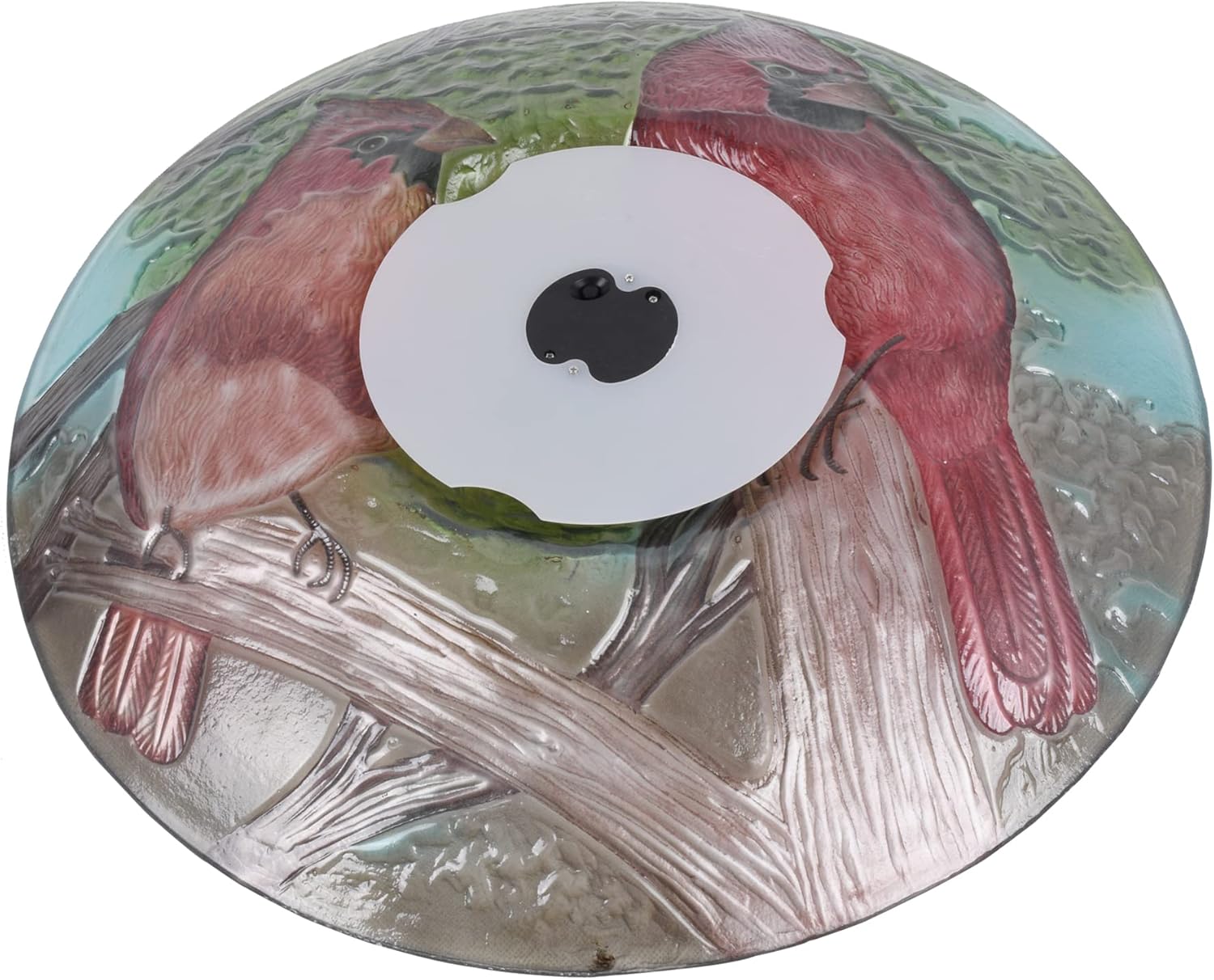Hi Line Gift Ltd. Solar LED Floral Glass Bird Bath with Stand - Cardinal,Multi-Color,78415-I