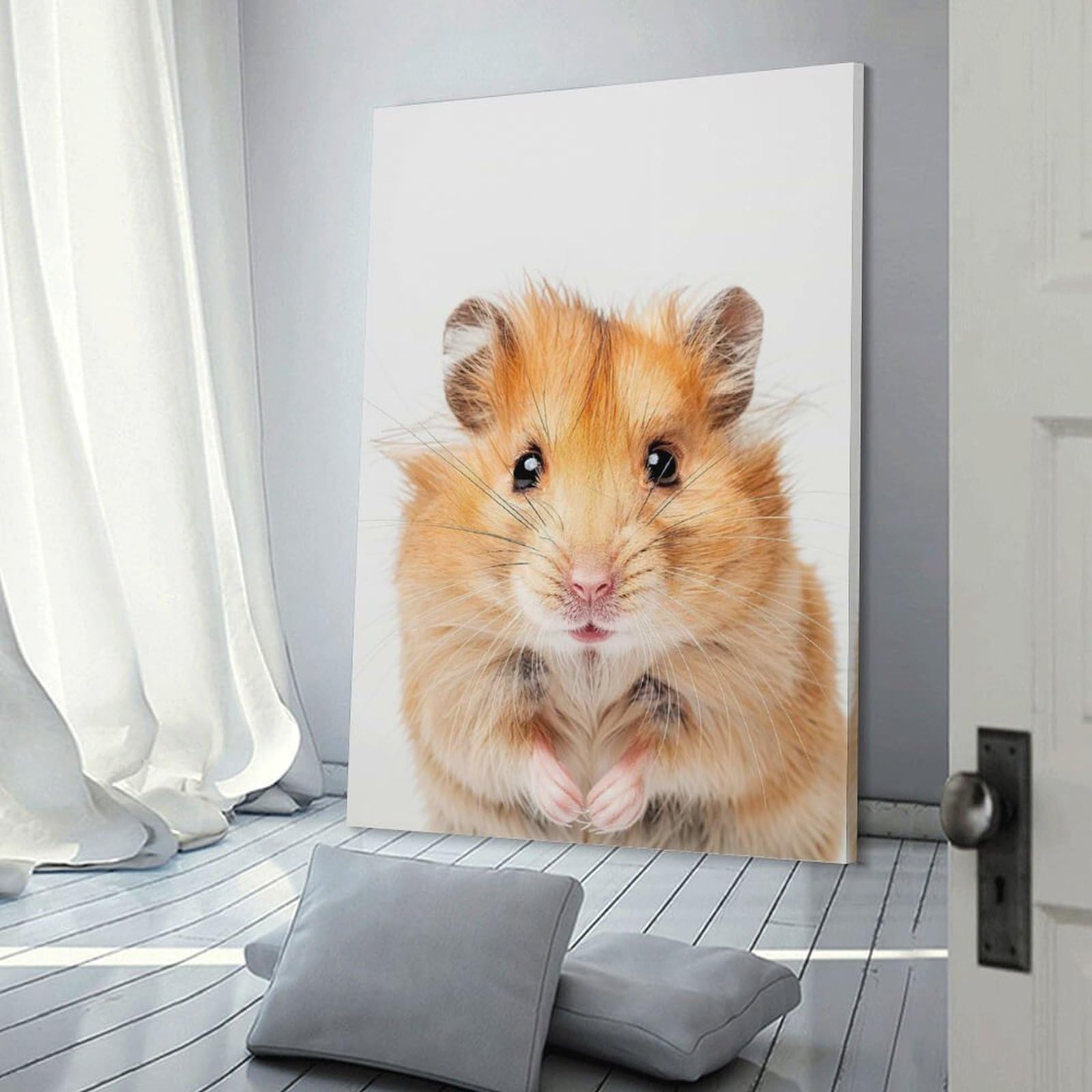 Junmoney Wall Decor Canvas Print Cute Baby Hamster, 24x36inch(60x90cm), for Bedroom, Lounge Or Dressing Area, Stylish Decor for A Restful Room Update