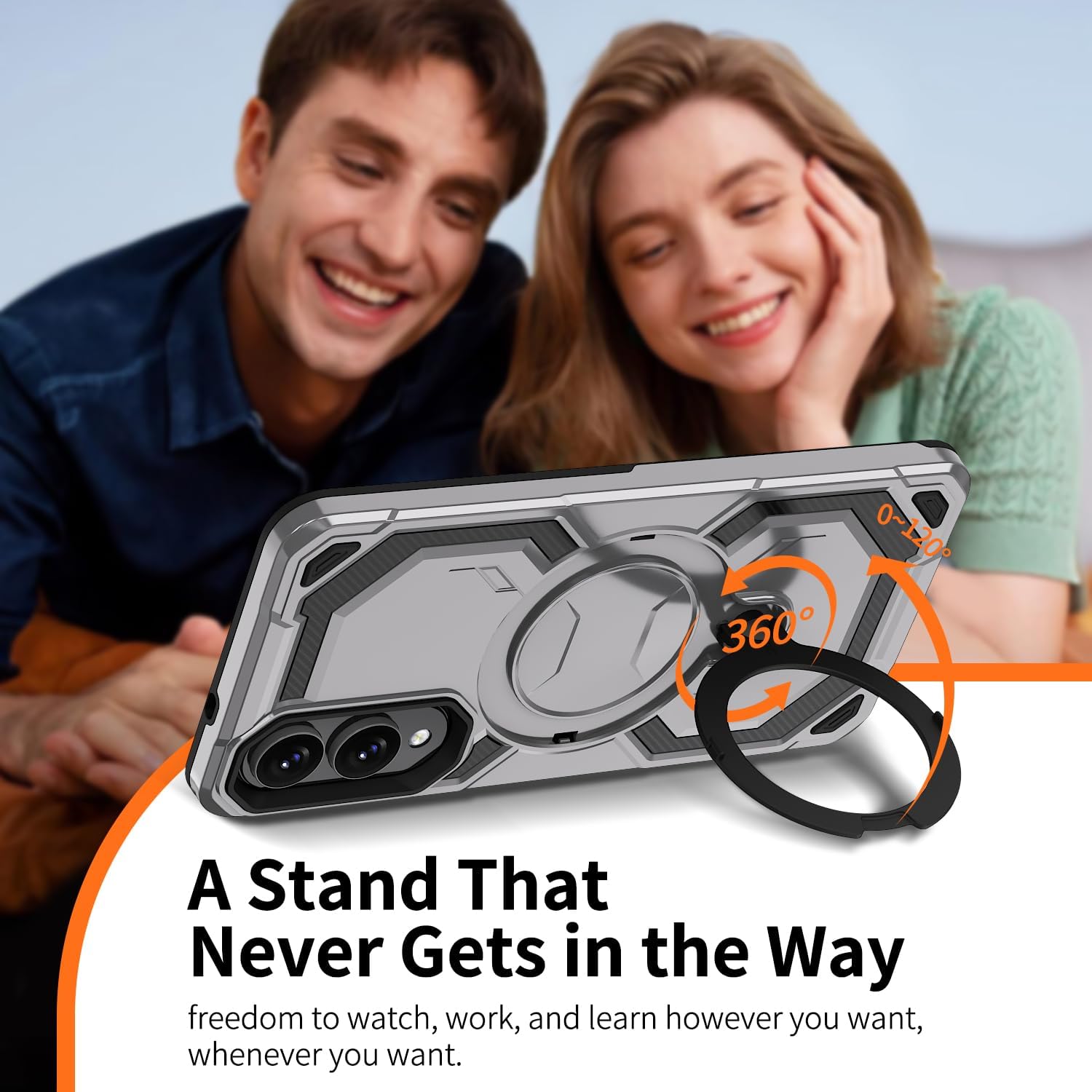 Dionsibei for Samsung Galaxy S25 Edge Case 6.7 inch with Kickstand Military Grade Drop Rugged Heavy Duty Protection Shockproof for Galaxy S25 Edge Phone Case (Silver) - Image 3