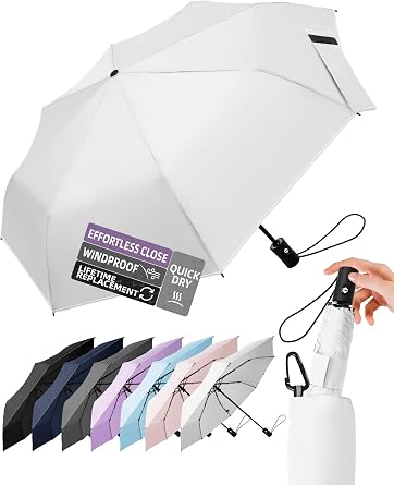 Compact Travel Windproof Umbrella, 43 Auto open/close Folding Quick Dry Umbrellas for Rain, Lightweight Portable Small for Backpack Car, Thoughtful Gift for Women Men Kids, TSA Approved