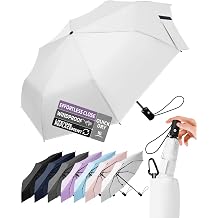 LILAC Windproof Automatic Umbrella, Strong 8 Ribs Compact Travel Brolly