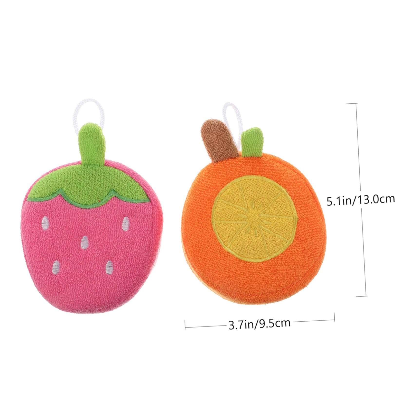 GALPADA 2Pcs Fruit Shower Scrubbers for Boy Girl Cute Cartoon Bath Balls Strawberry Shapes Durable Sponge Material for Fun Gentle Skin Cleansing