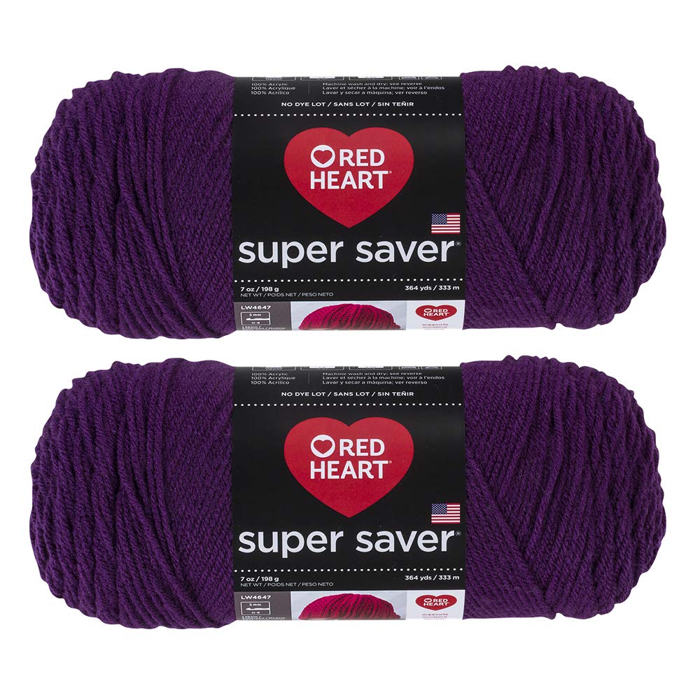 Bulk Buy: Red Heart Super Saver (2-Pack) (Dark Orchid, 7 oz Each Skein)