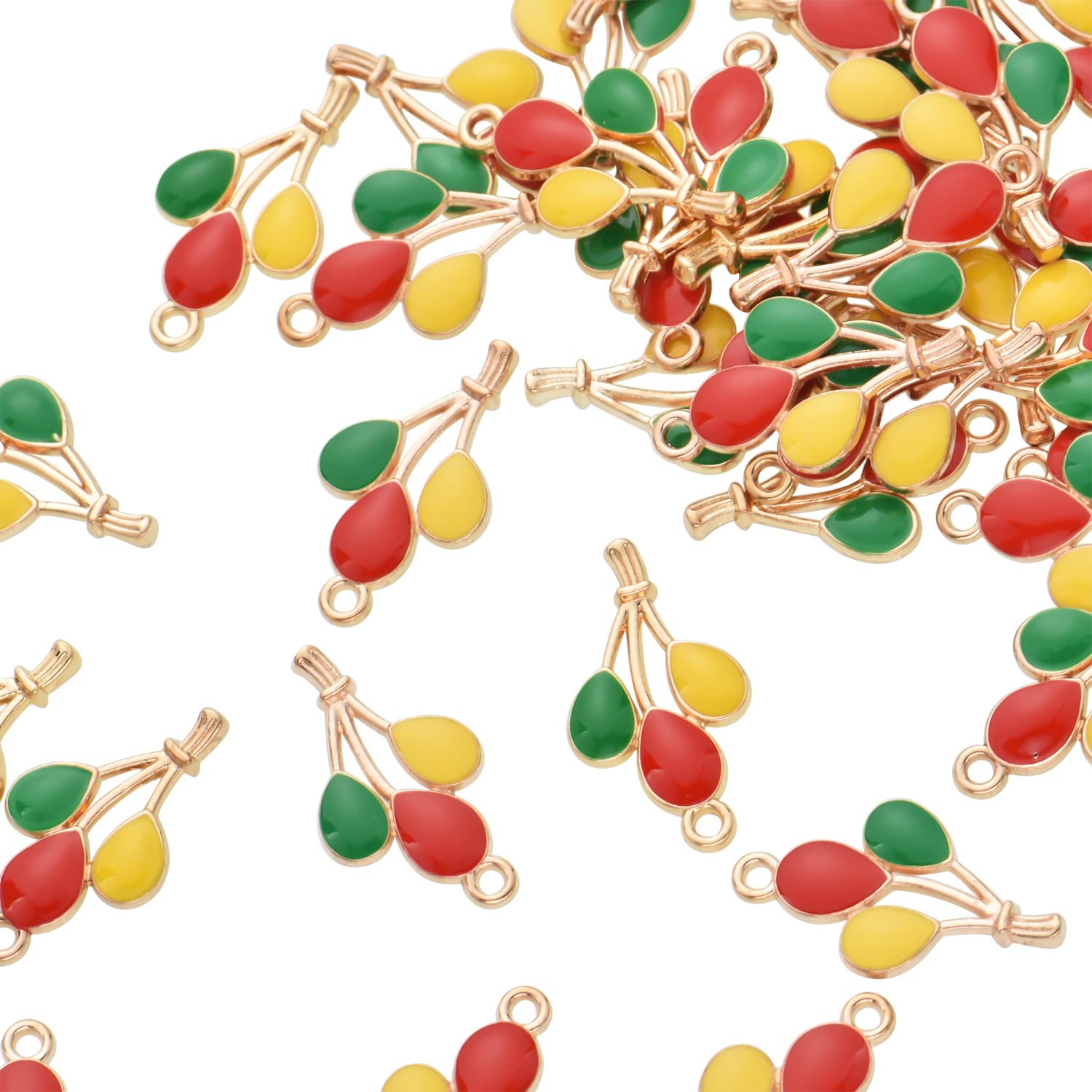 Pack of 80 Balloons Mod.2 Enamel Charms Gold Plated Colored Pendants Hawaii Style Accessories for Necklace Bracelet Jewelry Making DIY Crafting